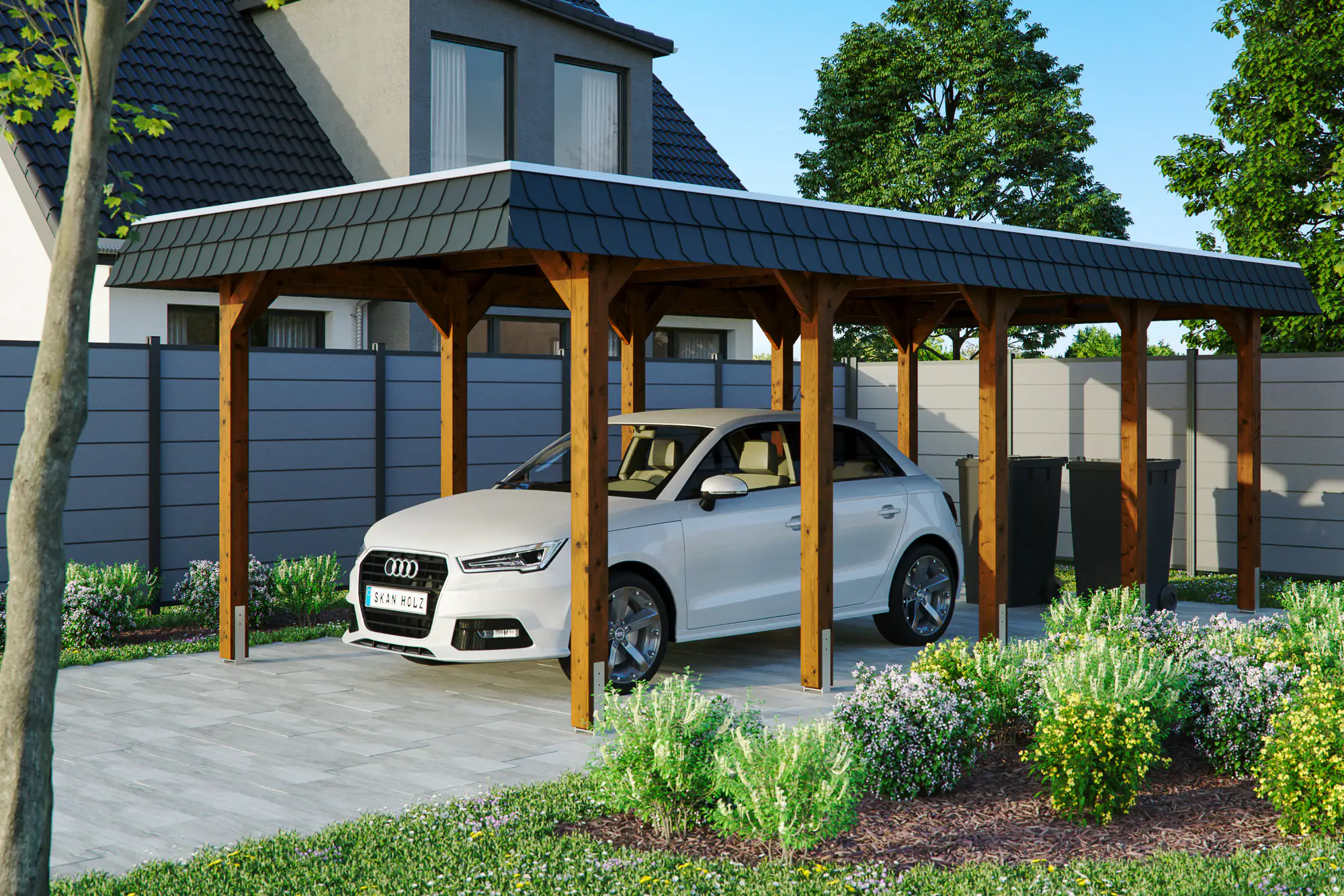 4018211033973 SKAN HOLZ Carport Spreewald 345 x 741 cm mit EPDM-Dach