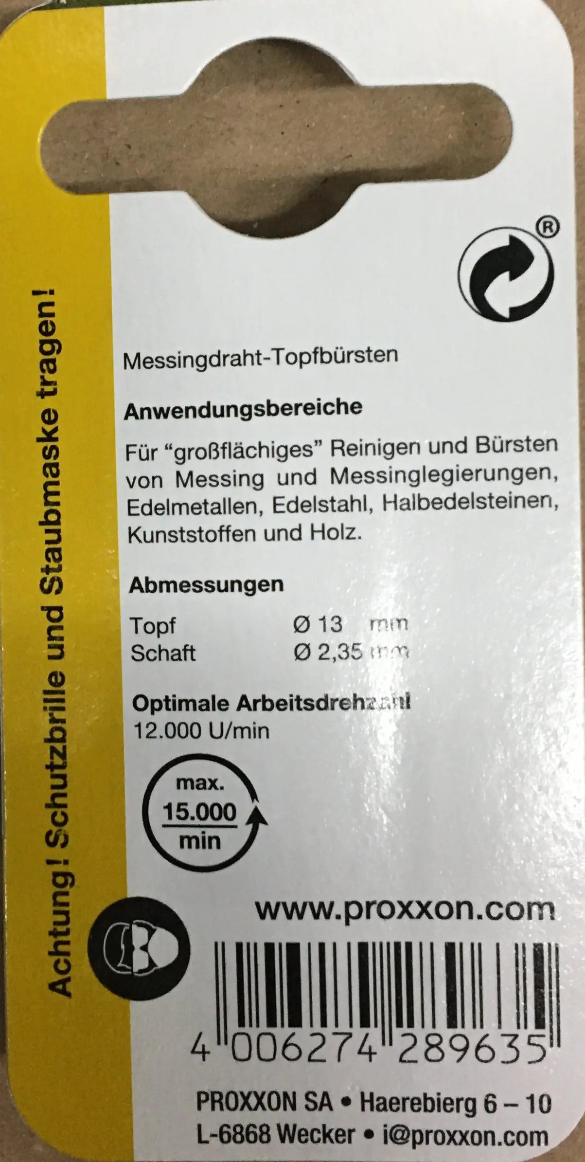 Proxxon Micromot Topfbürsten Messing 2 Stück