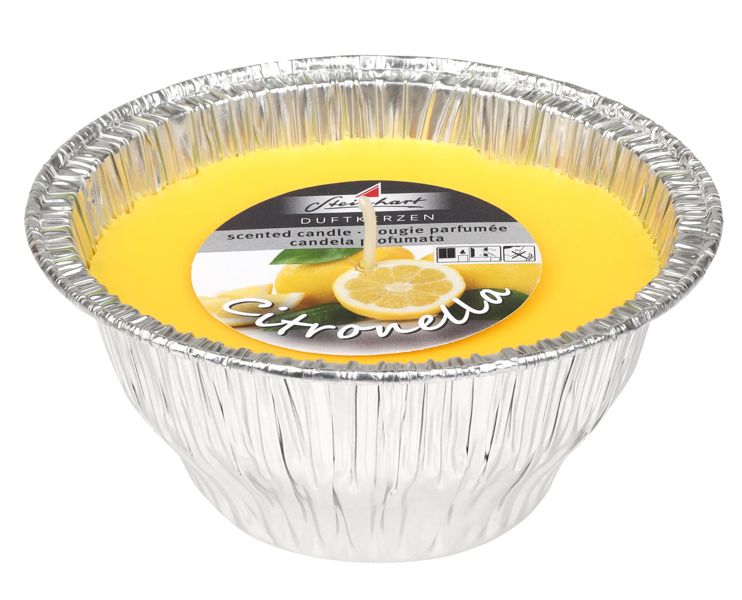 Steinhart Duftkerze in Aluschale Citronella Ø 11,4 x 5 cm gelb  