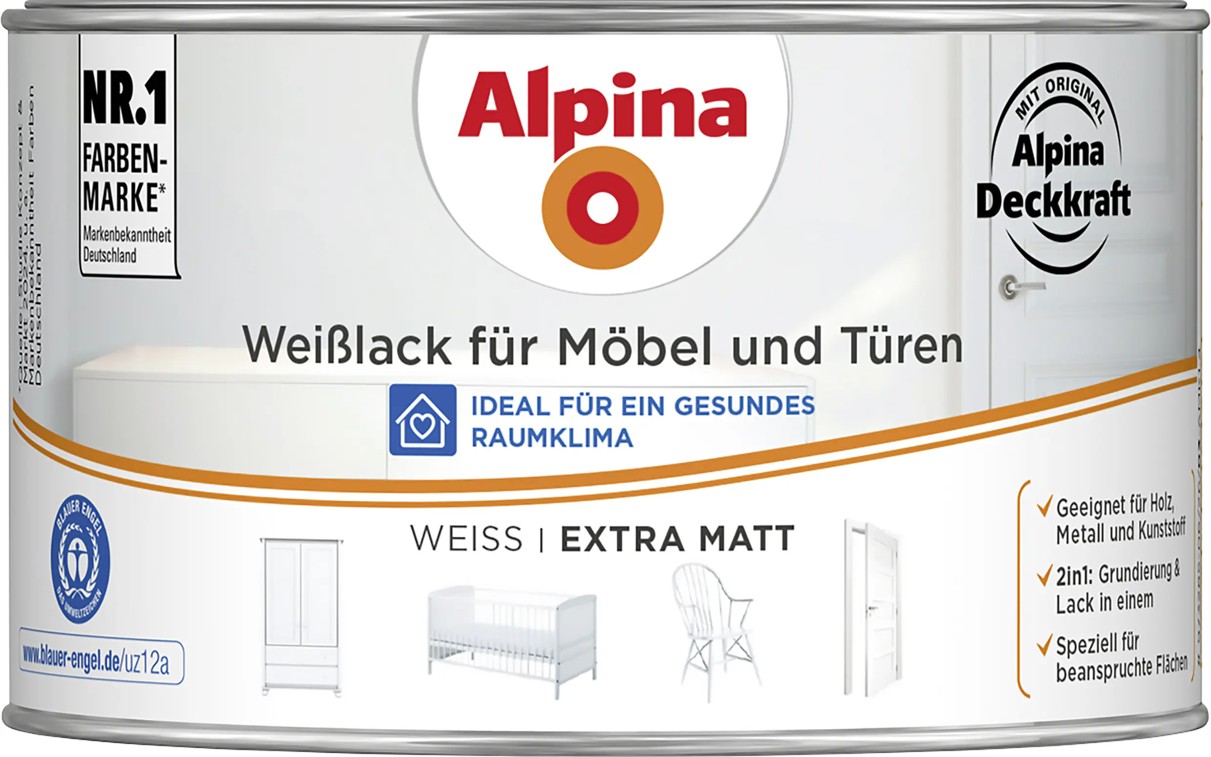 Alpina Weißlack für Möbel & Türen 300 ml weiß extra matt