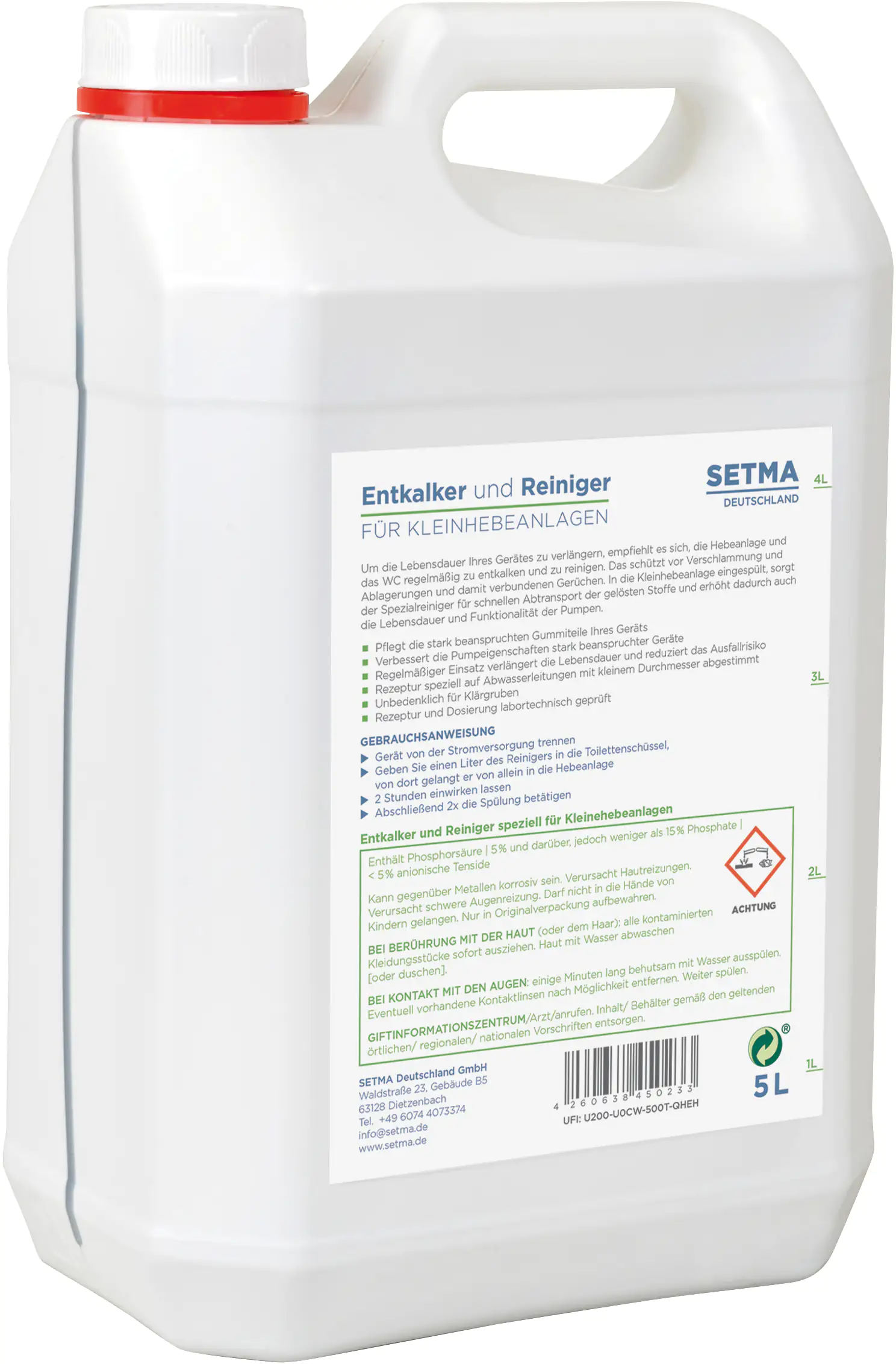 Setma Spezialreiniger und Entkalker für WC-Kleinhebeanlagen 5l Setma Spezialreiniger und Entkalker für WC-Kleinhebeanlagen 5l
