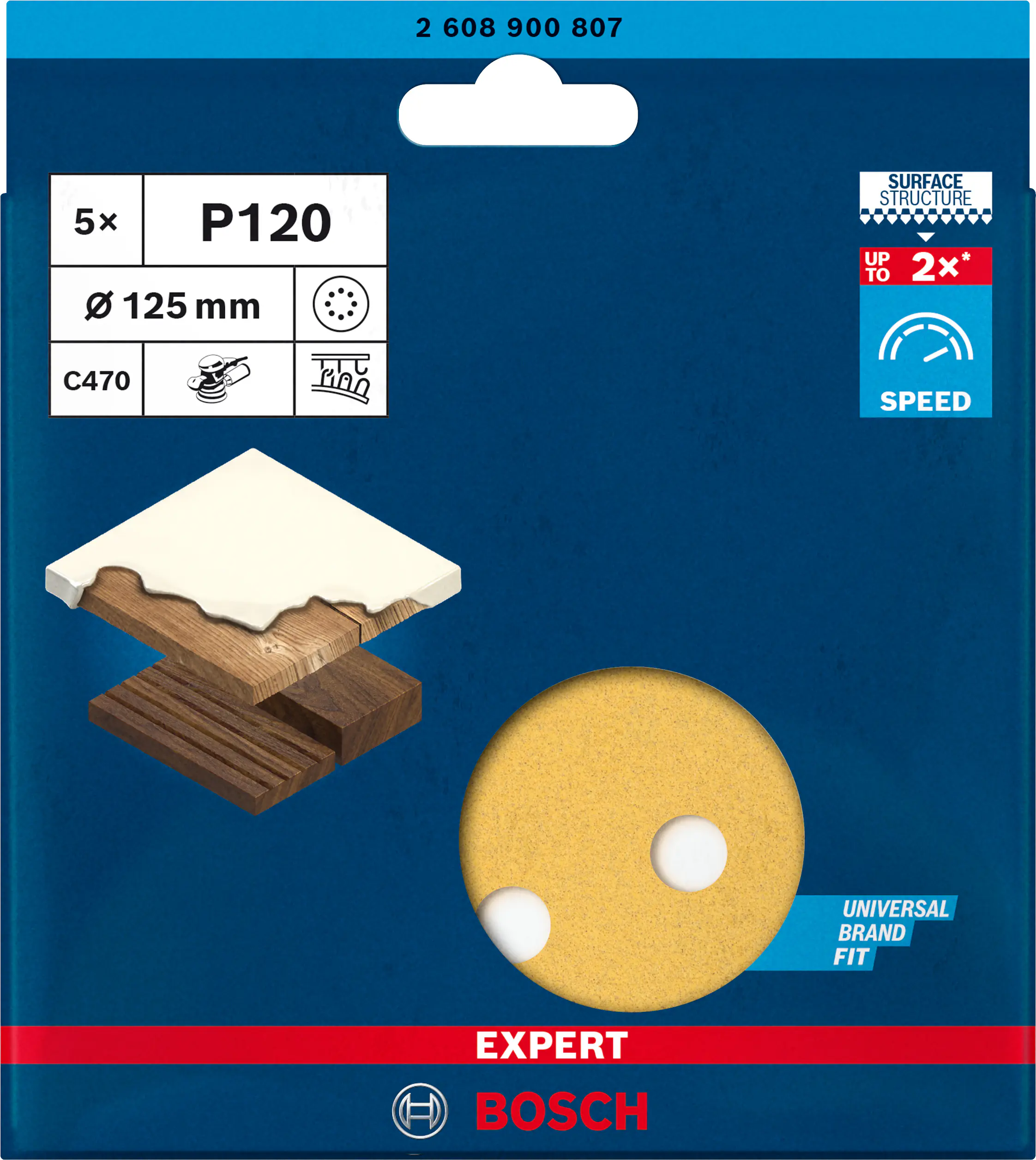 Bosch Expert C470 Schleifpapier für Exzenterschleifer 125 mm G 120 5-teilig