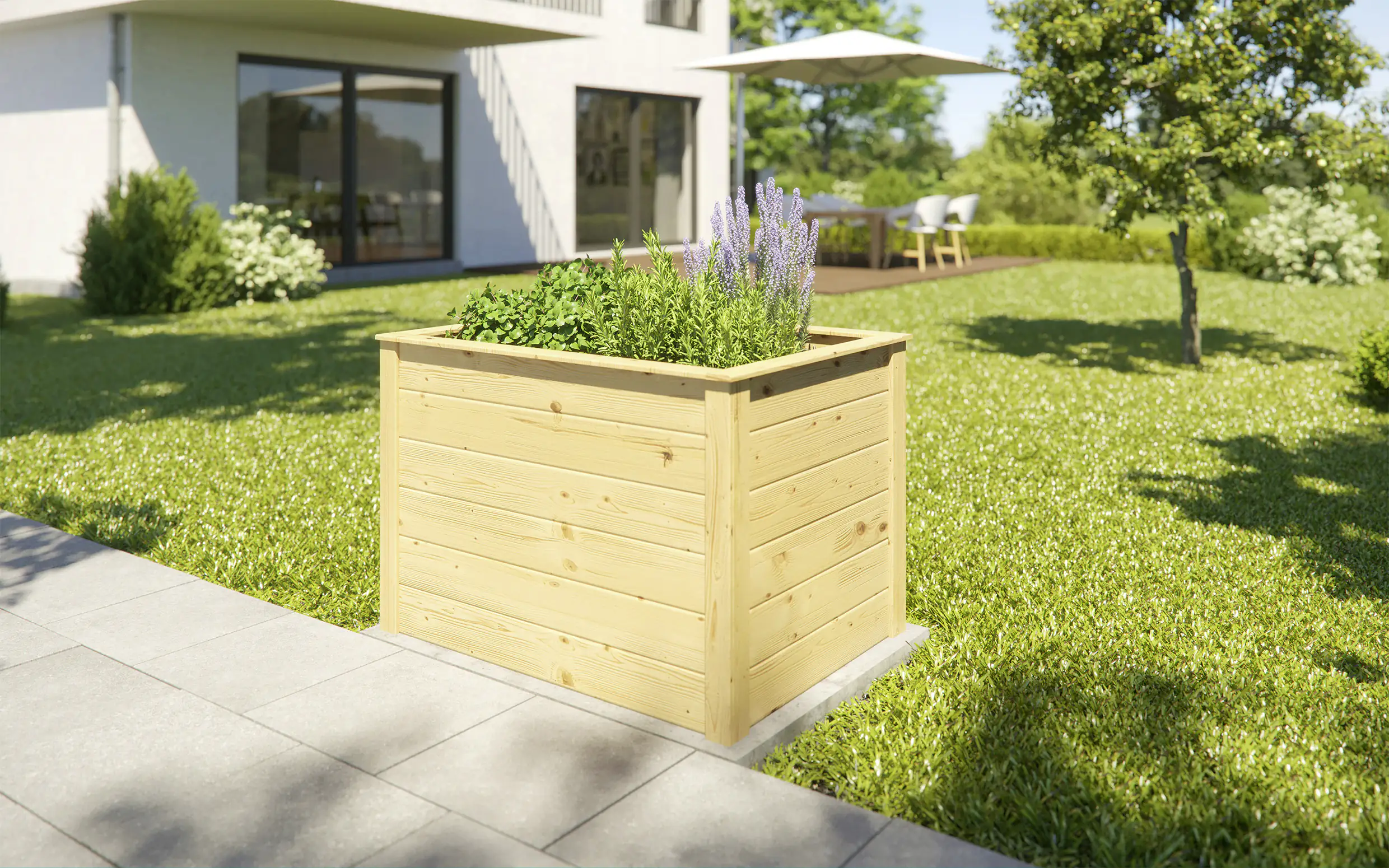 Weka Element-Hochbeet Modular,21 mm, natur, 98 x 69 cm,