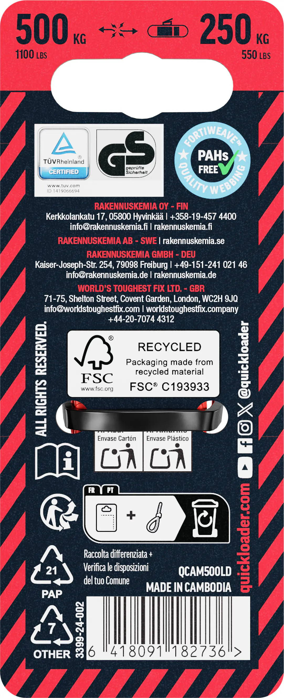 QUICKLOADER® Spanngurt Cambuckle 25 mm x 5 m 1 Stück rot