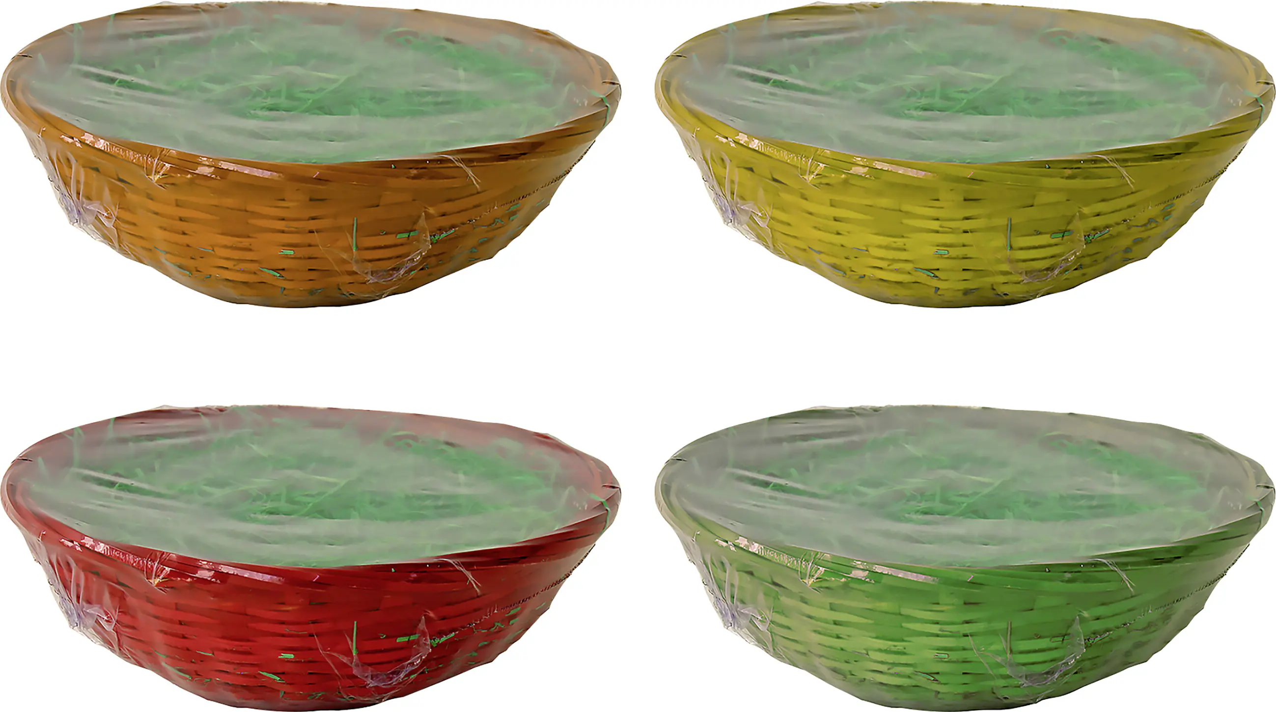 Osterkörbchen mit Ostergras rund Bambus Ø 19 cm bunt