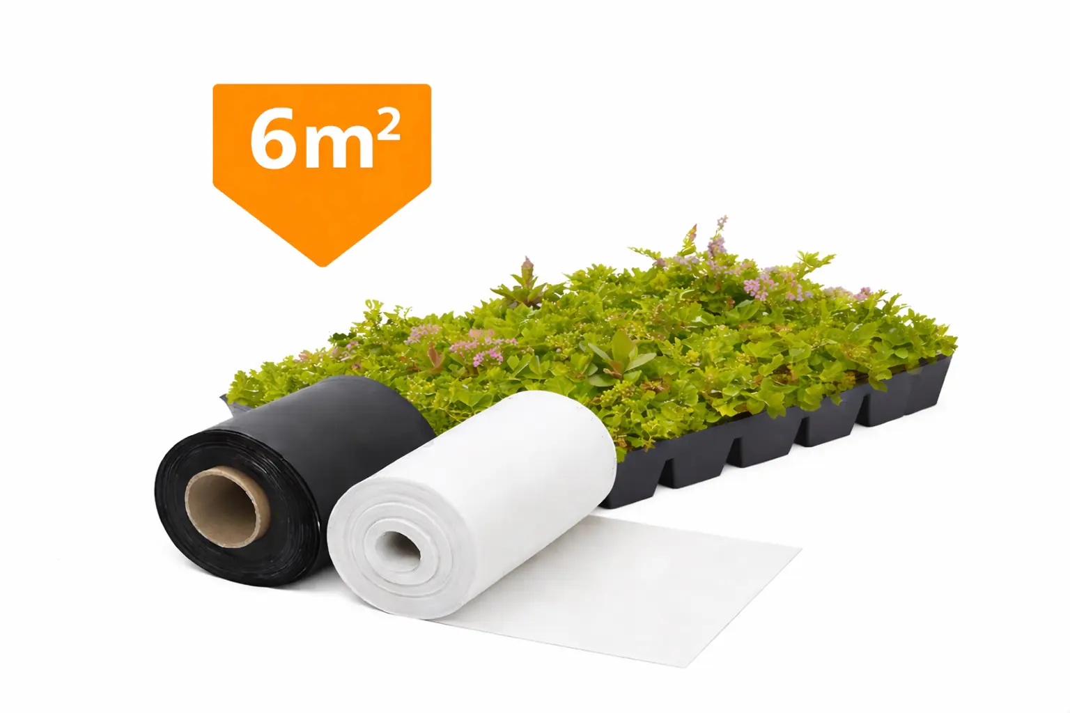 Plantile Dachbegrünungs-Komplettset mit Folie und Vlies für 6 m² Dachfläche
