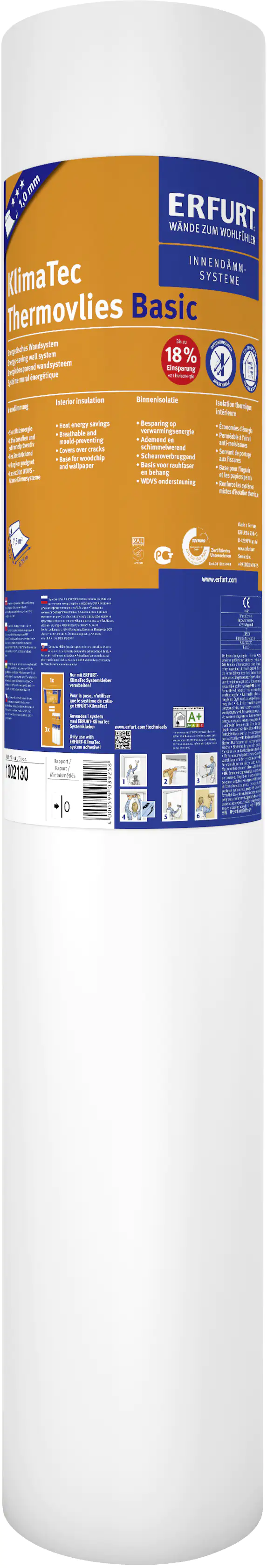 4000599039258_1042616 Erfurt Thermovlies Basic KlimaTec weiß 0,75 x 10 m x 1 mm