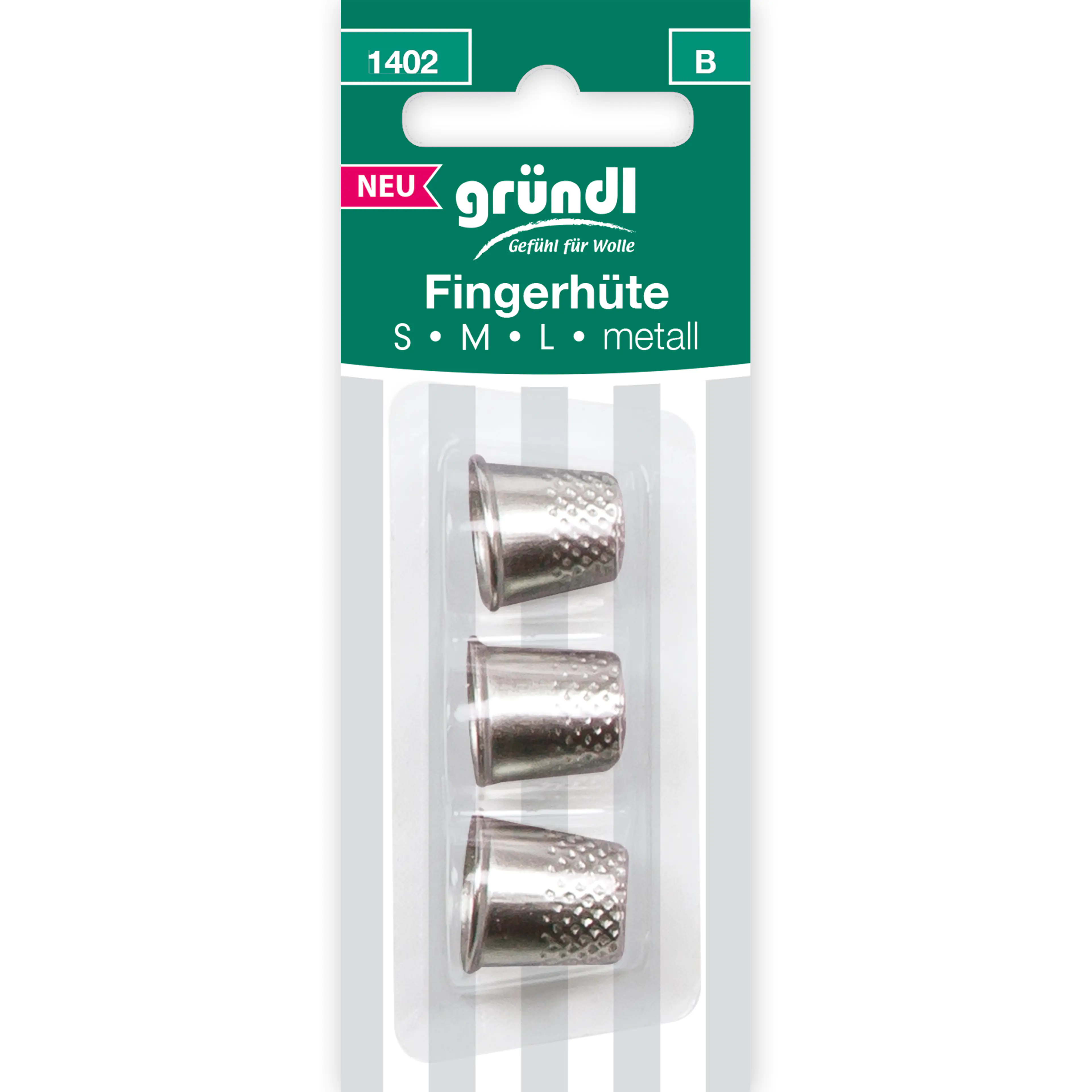 Gründl Fingerhüte Metall Größe S M L