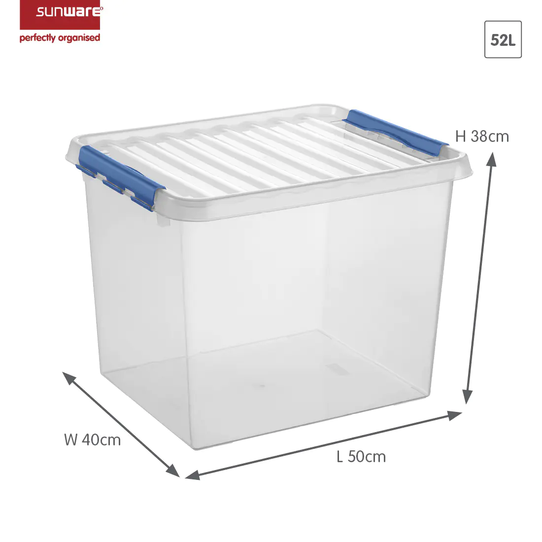 Sunware Aufbewahrungsbox Q-line 52L transparent blau 50 x 40 x 38 cm Sunware Aufbewahrungsbox Q-line 52L transparent blau 50 x 40 x 38 cm