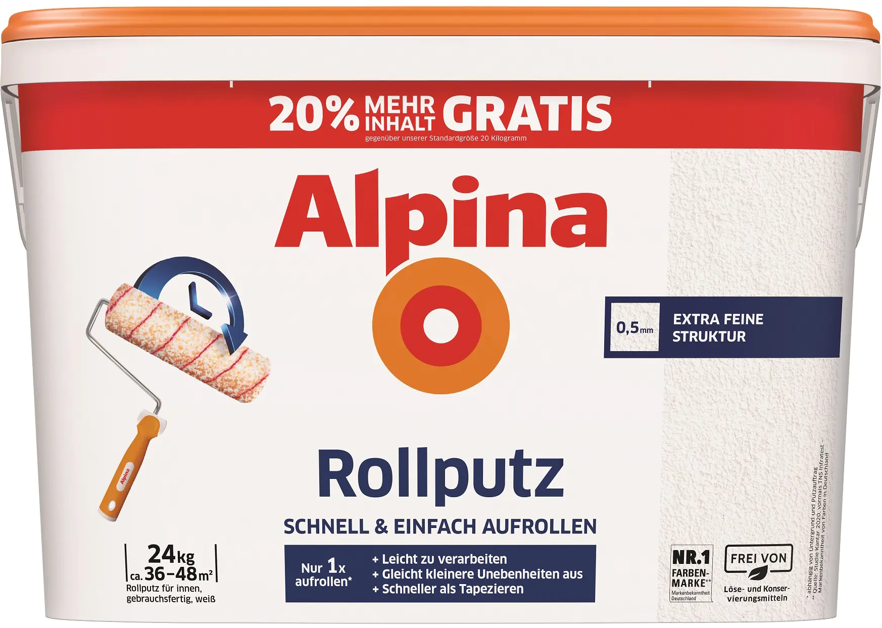 Alpina Rollputz 24 kg 0,5 mm Körnung weiß Alpina Rollputz 24 kg 0,5 mm Körnung weiß
