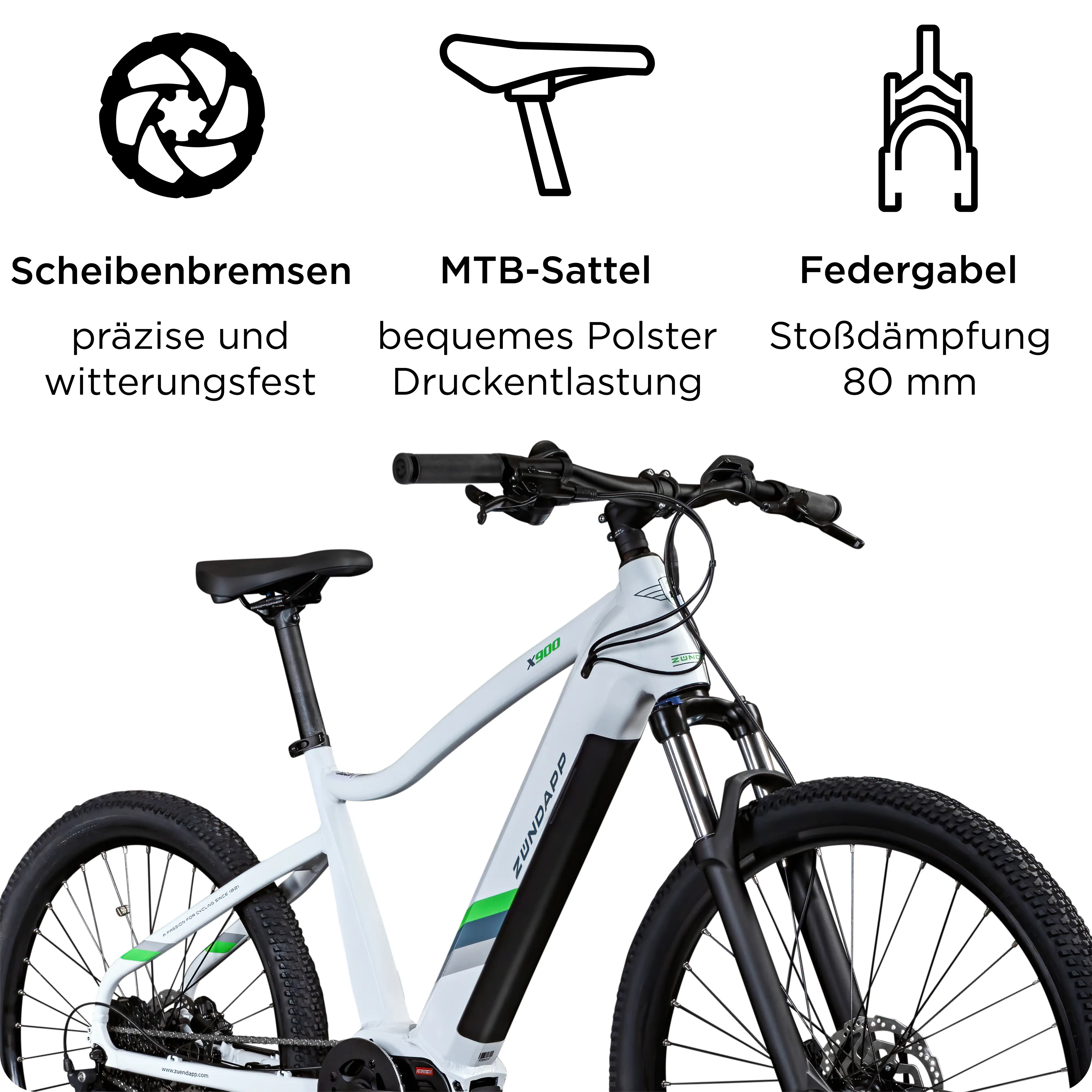 Zündapp E-Bike MTB X900 27,5 Zoll 10-Gang 733 Wh weiß Zündapp E-Bike MTB X900 27,5 Zoll 10-Gang 733 Wh weiß