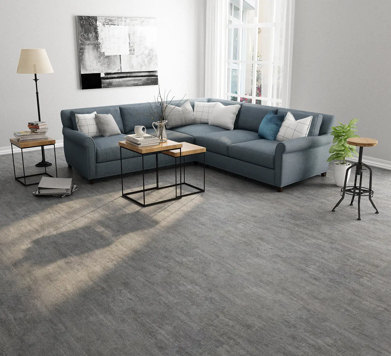 Vinylboden Fliese Betonoptik grau