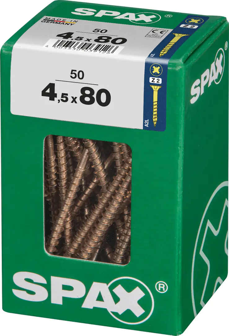 Spax Universalschrauben 4.5 x 80 mm PZ 2 - 50 Stk.