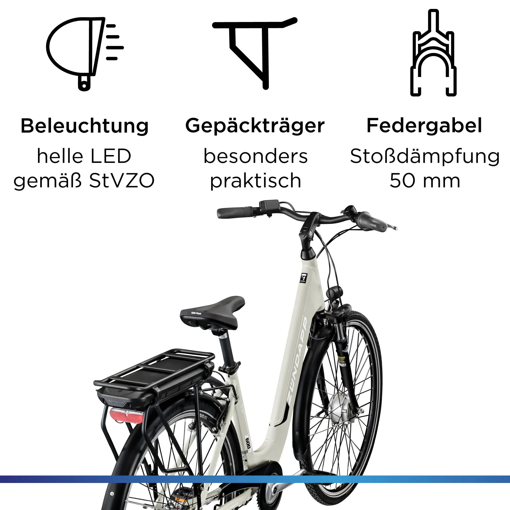 Zündapp E-Bike City Z600 28 Zoll 7-Gang 522 Wh grau