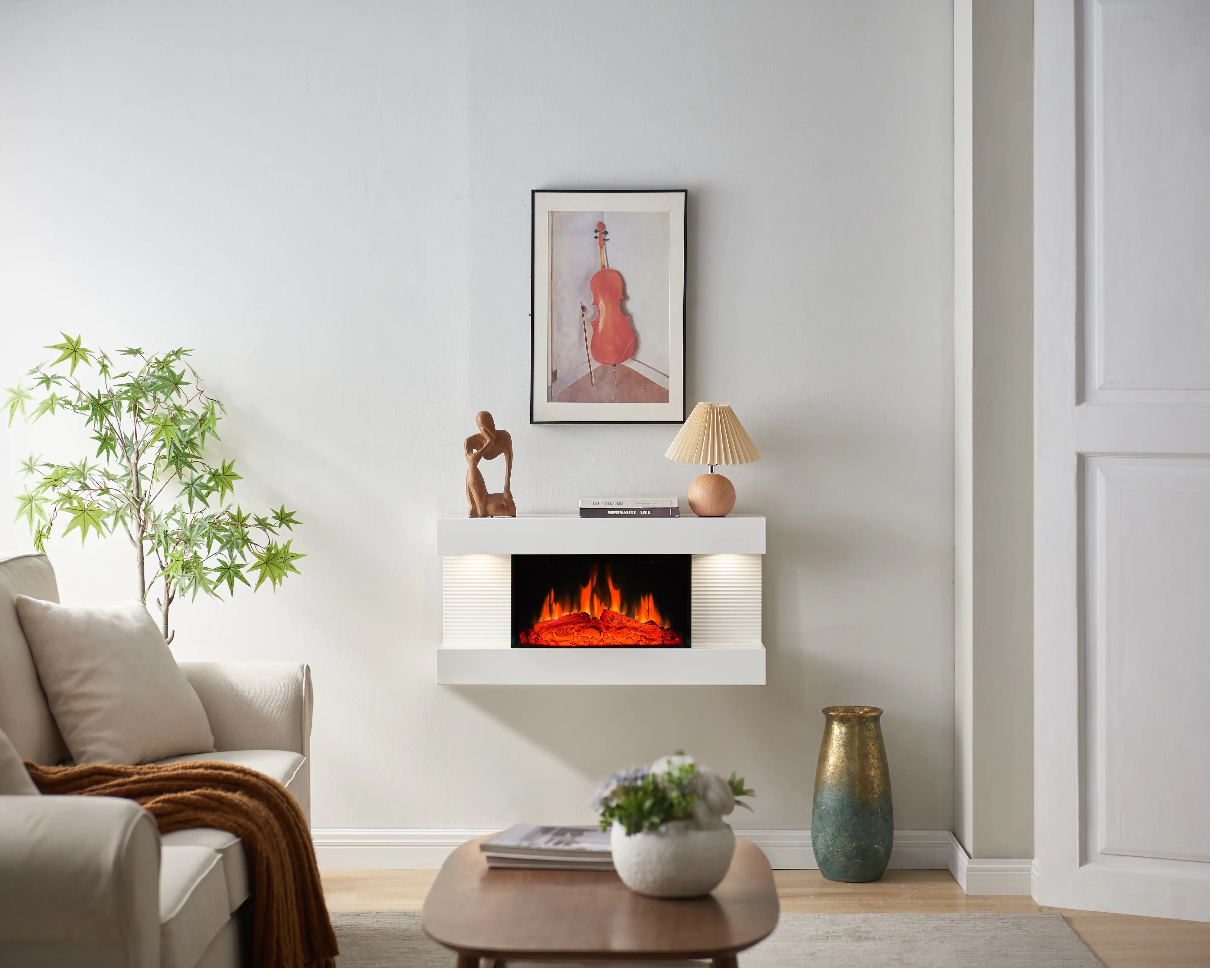 BALDERIA Elektrokamin weiß Ida 1000/1800 Watt 41,8 x 82 cm