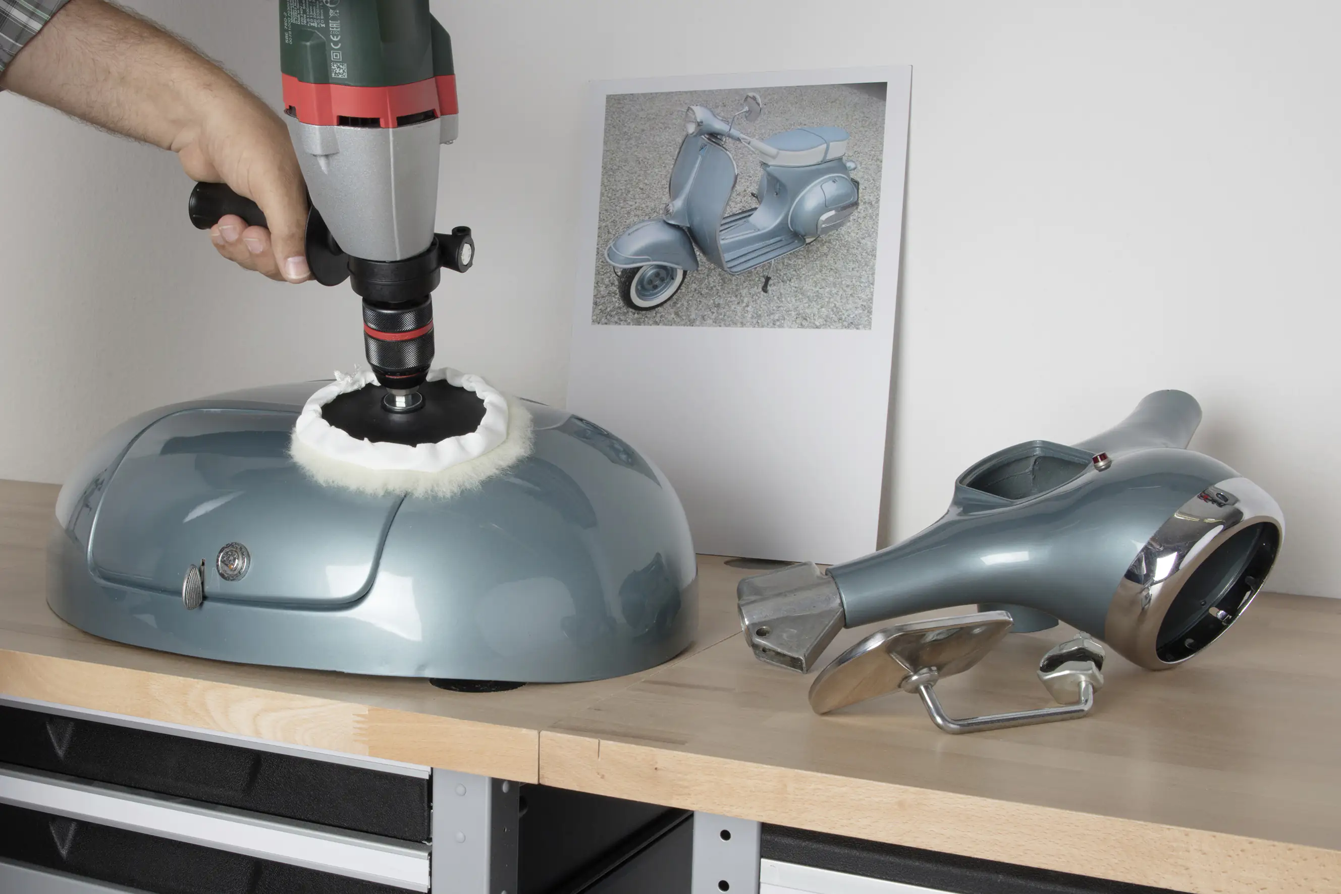 Wolfcraft Polierhaube Ø 125 mm für Schleifteller, Lammwolle