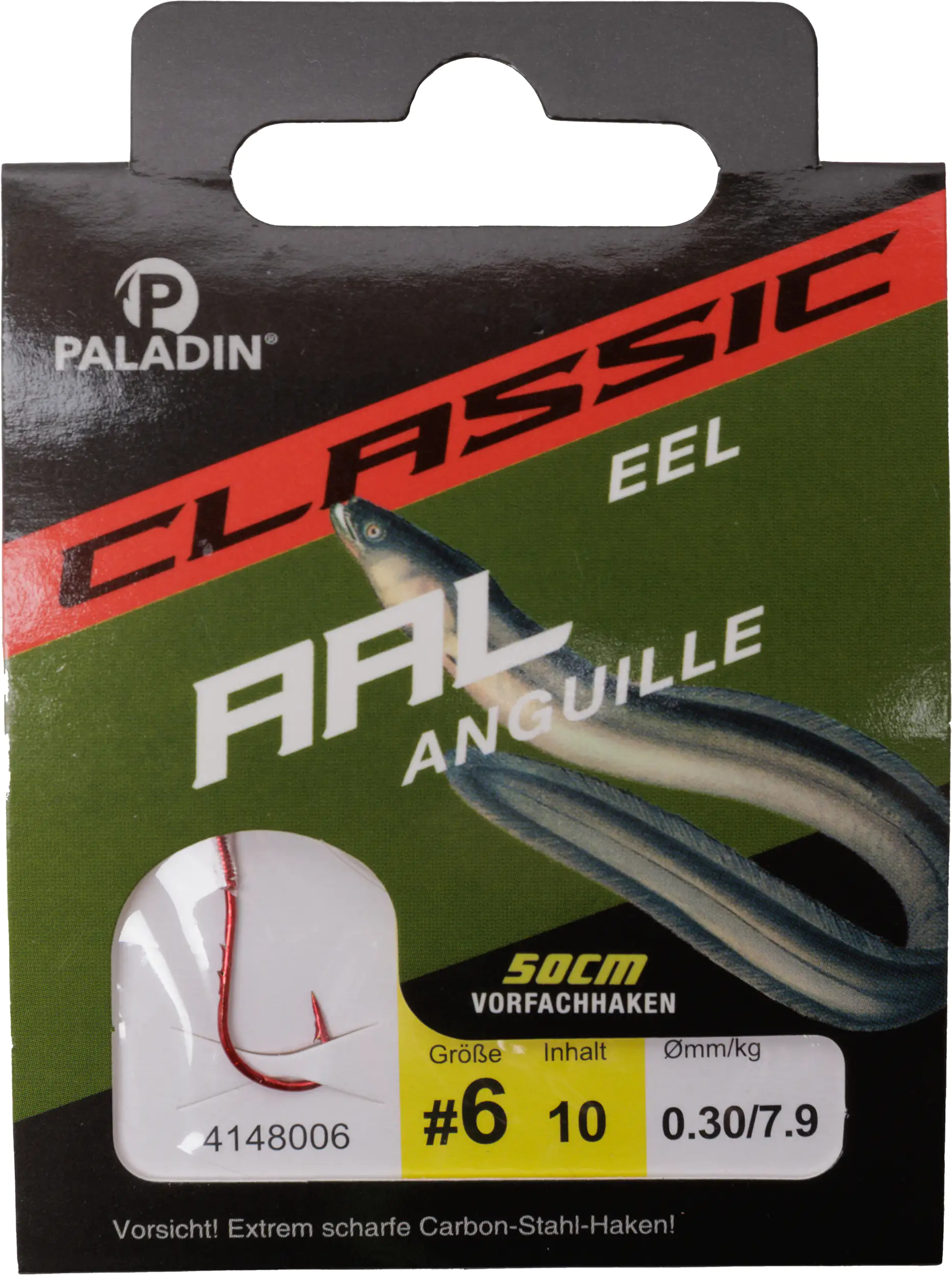 Paladin Aalhaken gebunden Größe 6 50 cm 10 Stück rot