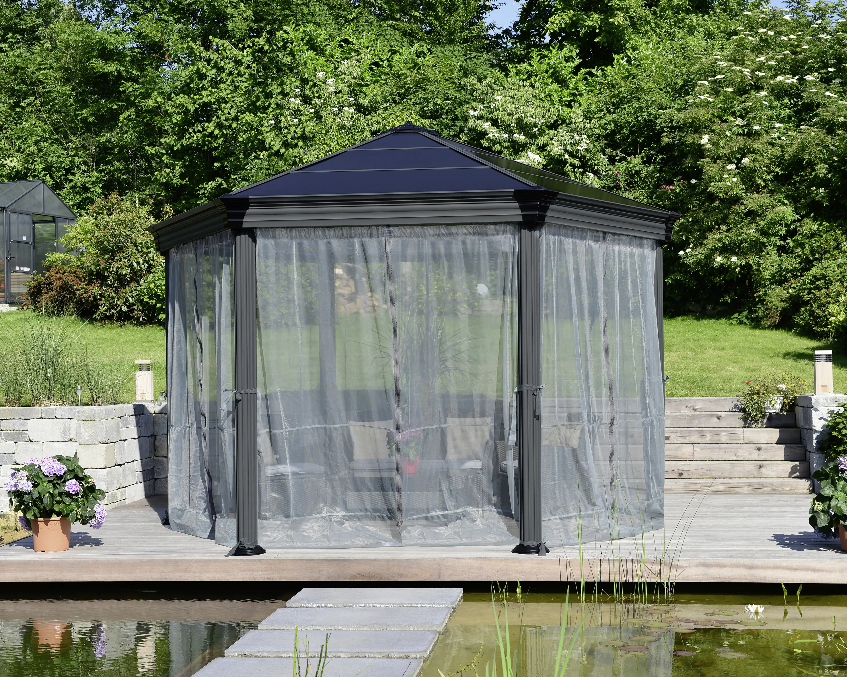7290108133547 Canopia Pavillon Roma Moskitonetz 225x235 cm, grau