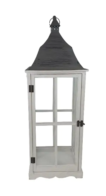 Deko Laterne Holz 74 x 25 cm weiß