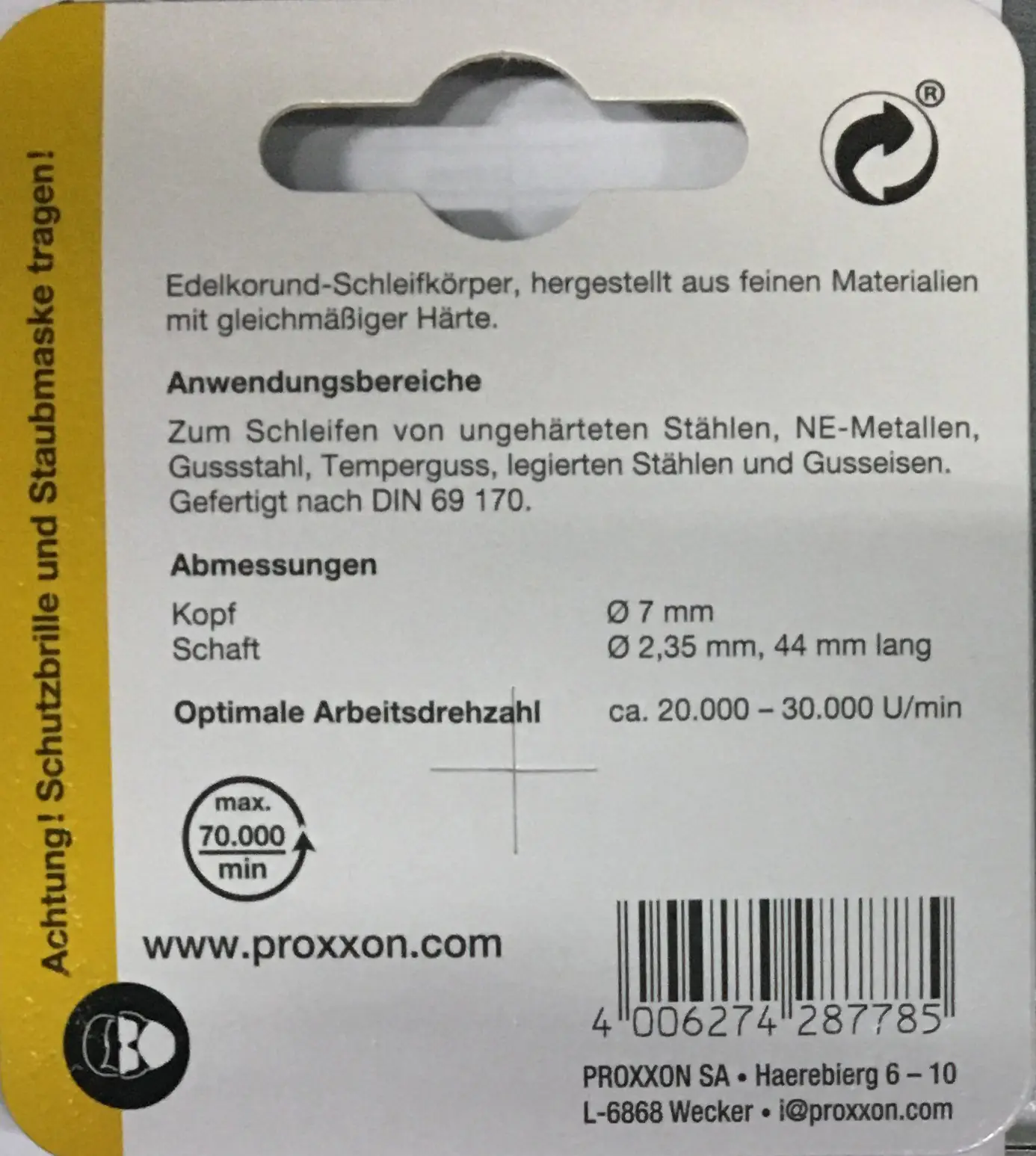 Proxxon Micromot Edelkorund-Schleifkörper 7 mm Proxxon Micromot Edelkorund-Schleifkörper 7 mm