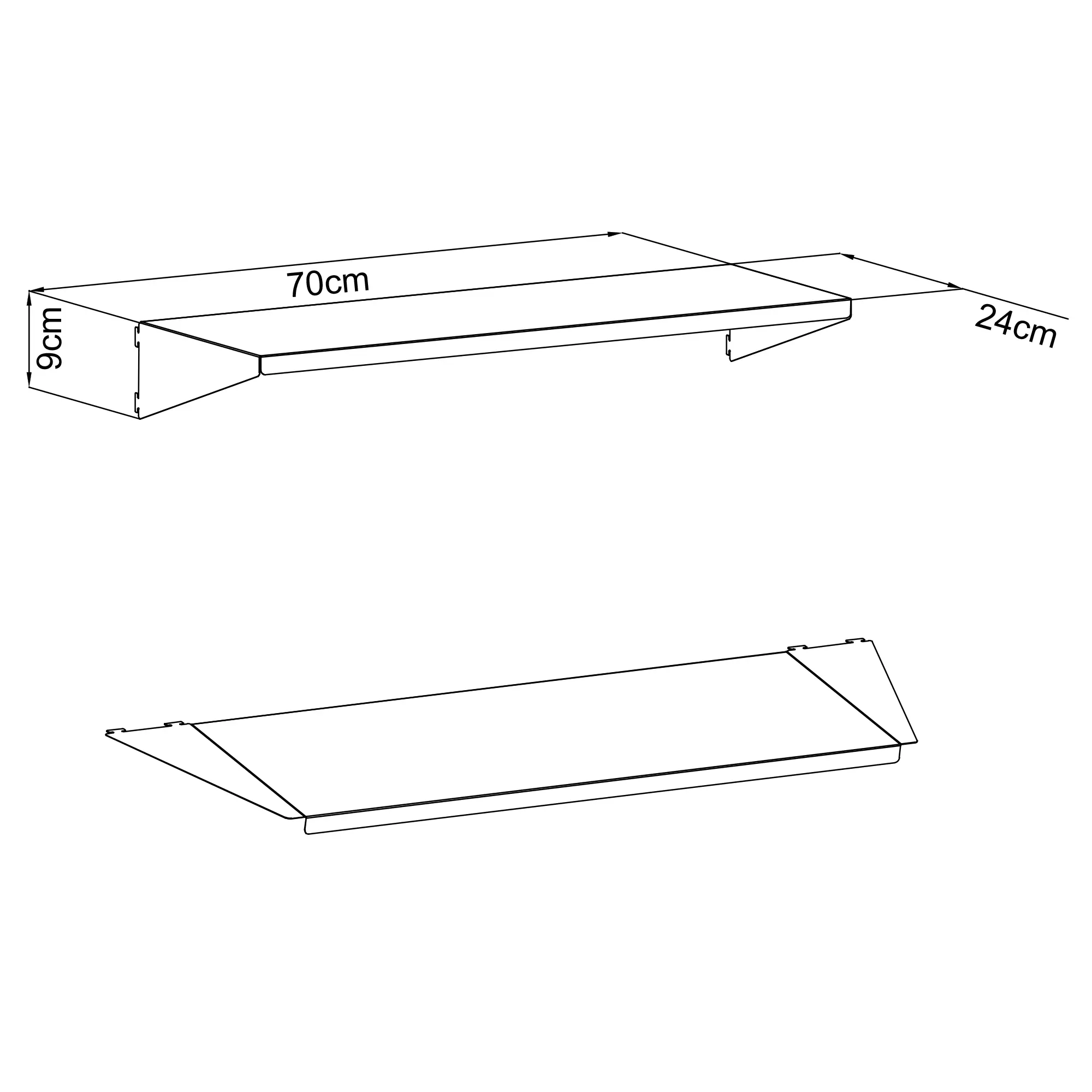 Floraworld Wandregal für Gerätehaus verzinkt 70 cm 2er-Set
