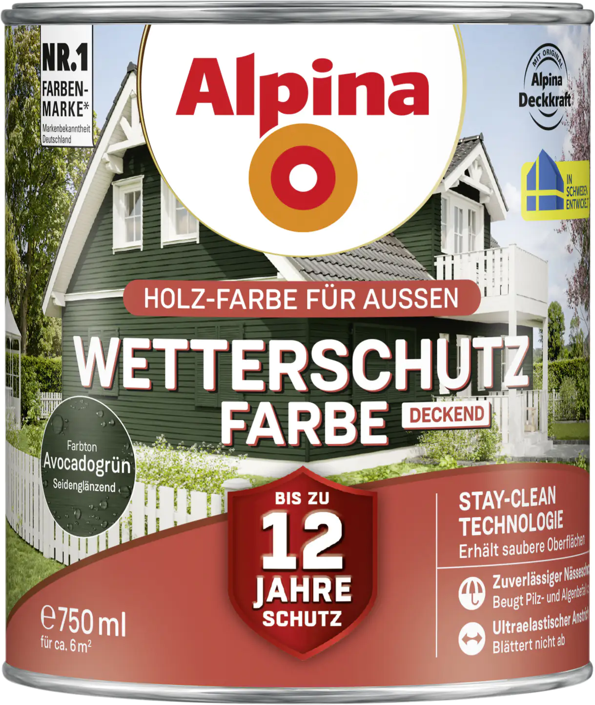 Alpina Wetterschutzfarbe deckend 0,75 L avocadogrün Alpina Wetterschutzfarbe deckend 0,75 L avocadogrün