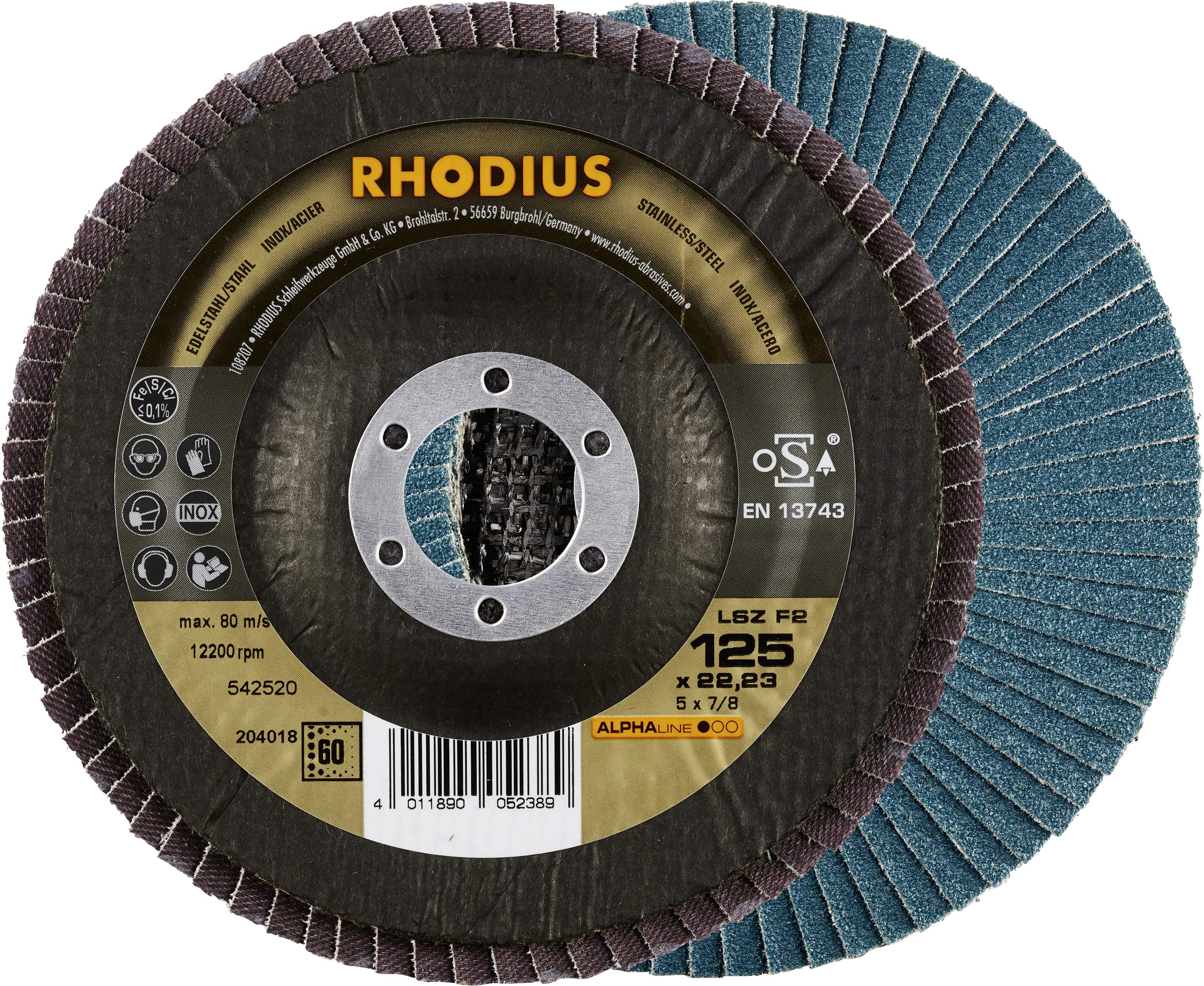 Rhodius Schleifscheibe LSZ F2 K60 Stahl Ø 125 mm Bohrung 22,23 mm Rhodius Schleifscheibe LSZ F2 K60 Stahl Ø 125 mm Bohrung 22,23 mm