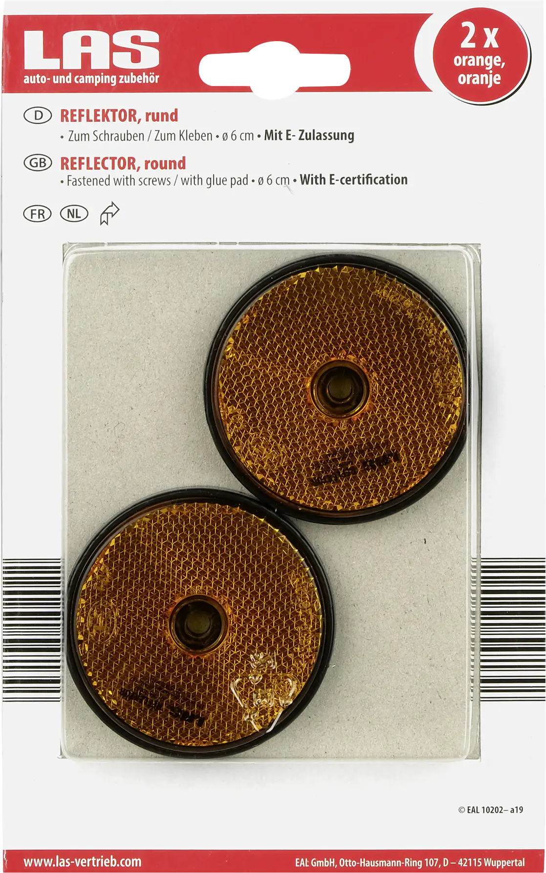 LAS Reflektor rund orange 2 Stück