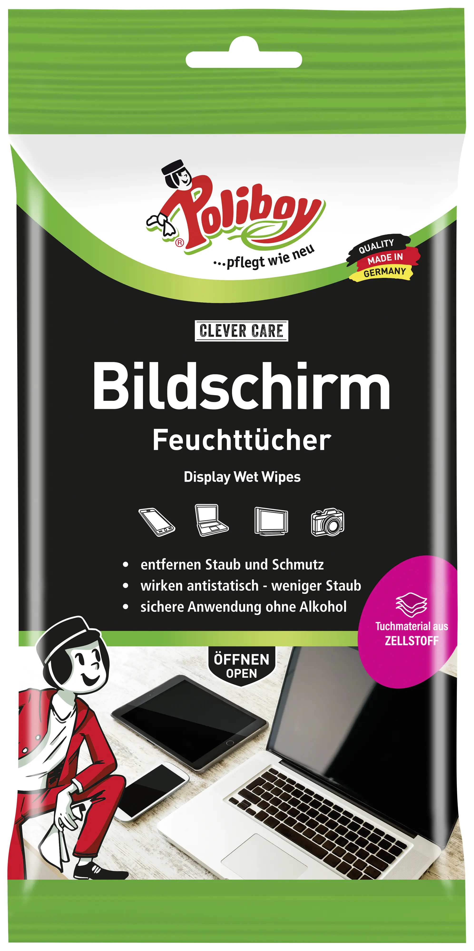 Poliboy Staubmeister Flachbildschirm Feuchttücher 30 Stück
