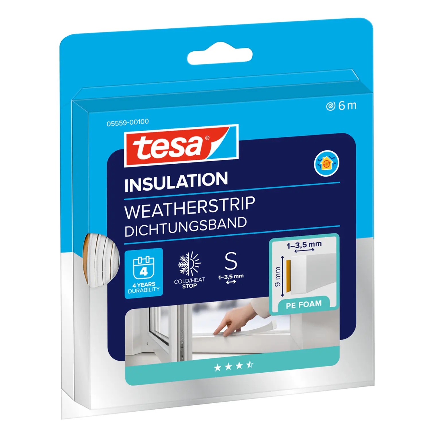 tesa Insulation Schaumstoffdichtung Standard 6 m, weiß