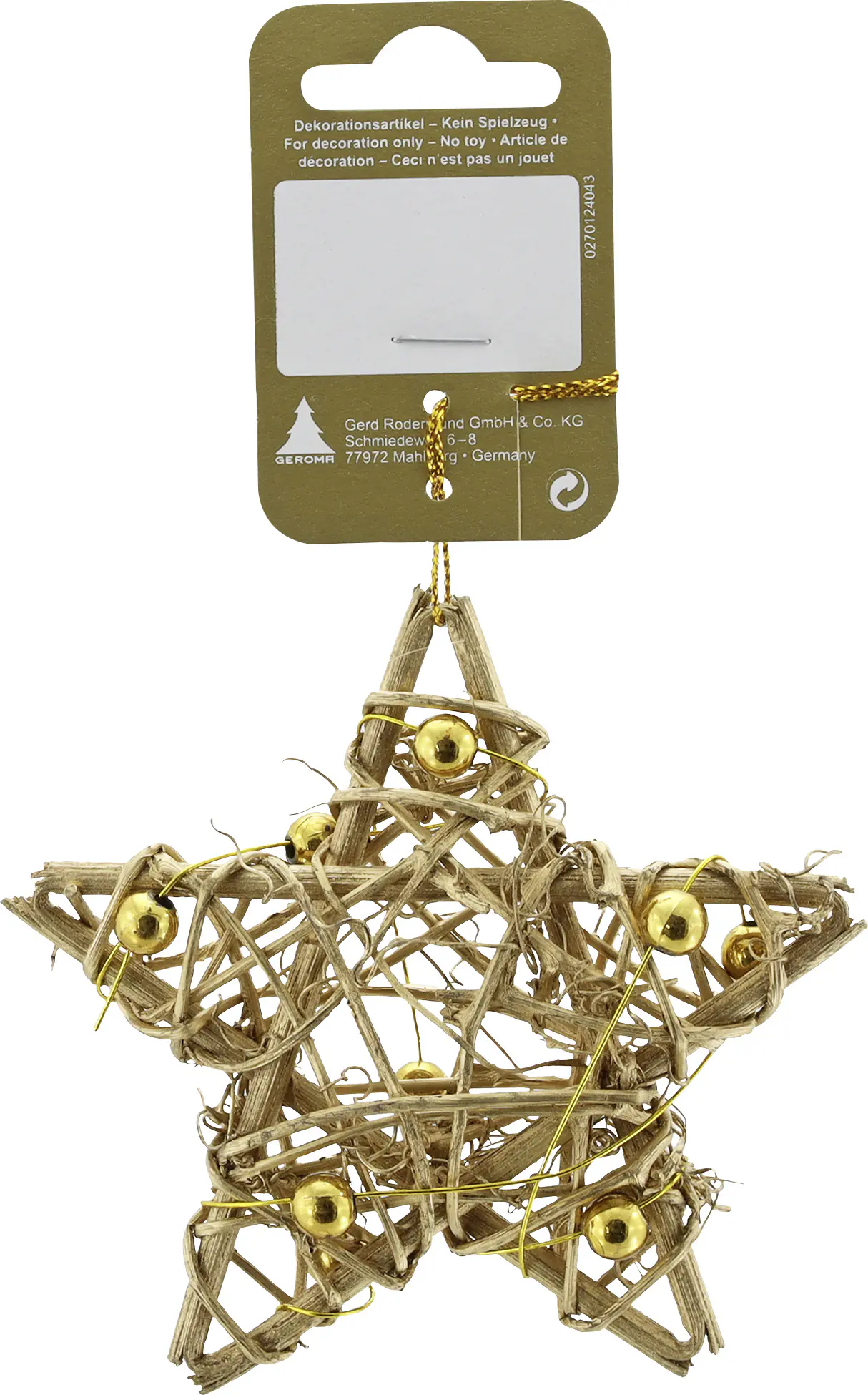 Dekohänger Stern Rattan Ø 10 cm natur-gold 