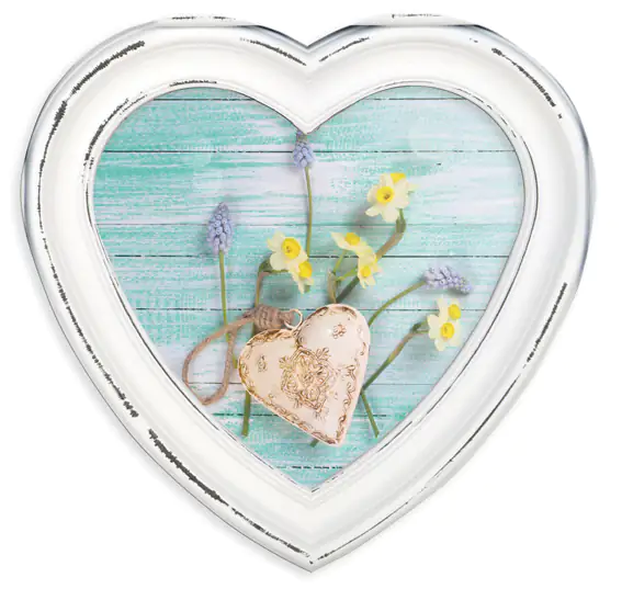 4251050523759 Portrait Bilderrahmen Antique Herz weiß, 10 x 15 cm
