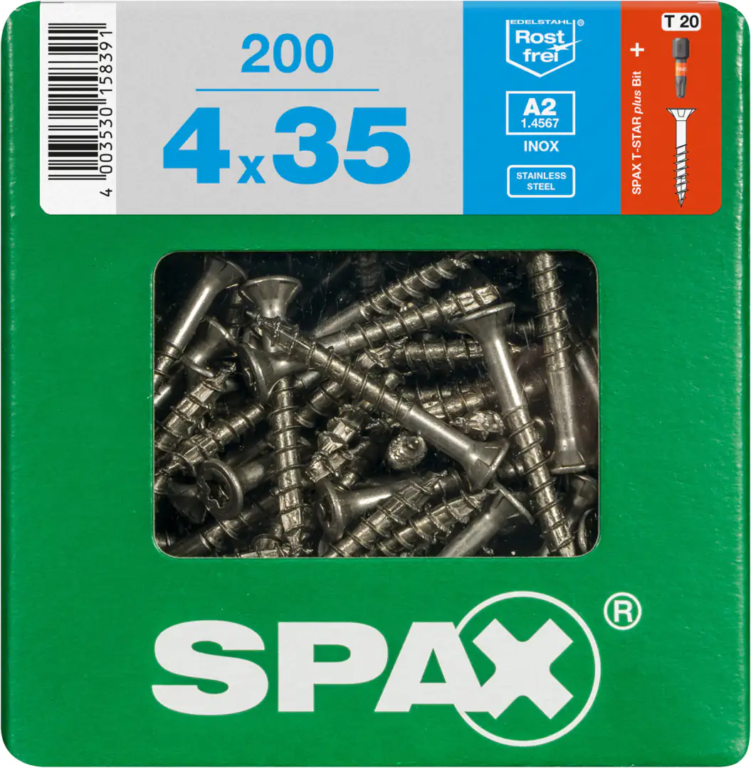 Spax Universalschrauben 4.0 x 35 mm TX 20 - 200 Stk. Spax Universalschrauben 4.0 x 35 mm TX 20 - 200 Stk.