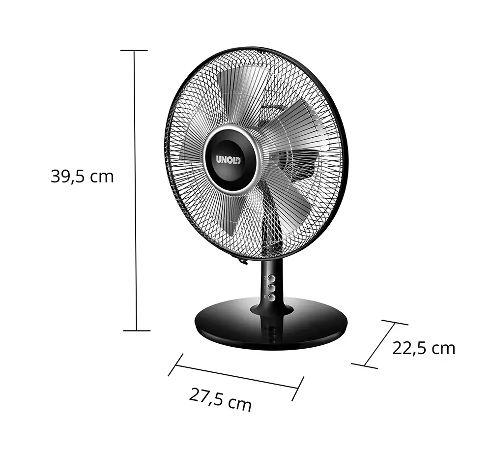 Unold Tischventilator Silverline Ø 25 cm 2 Stufen schwarz