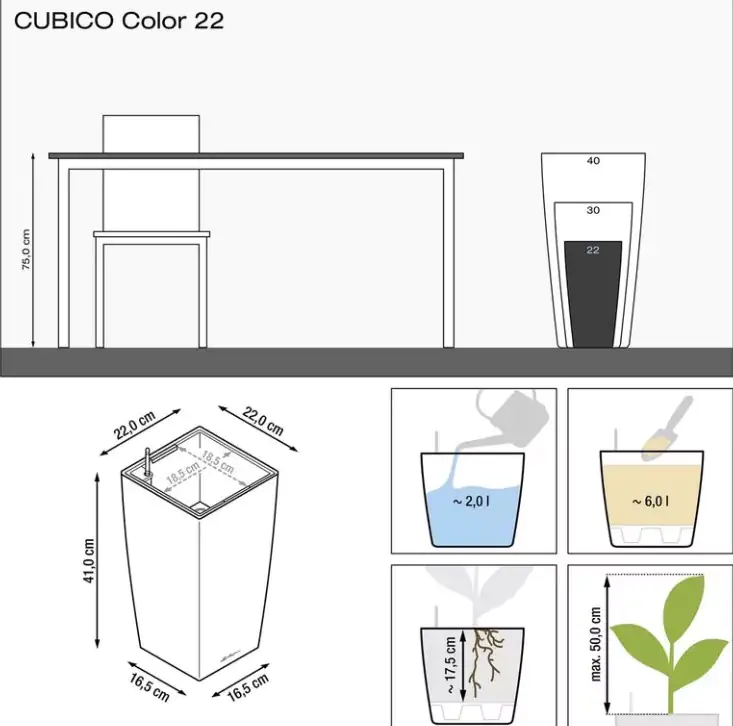 Lechuza Pflanzgefäß Cubico Color 30 weiß