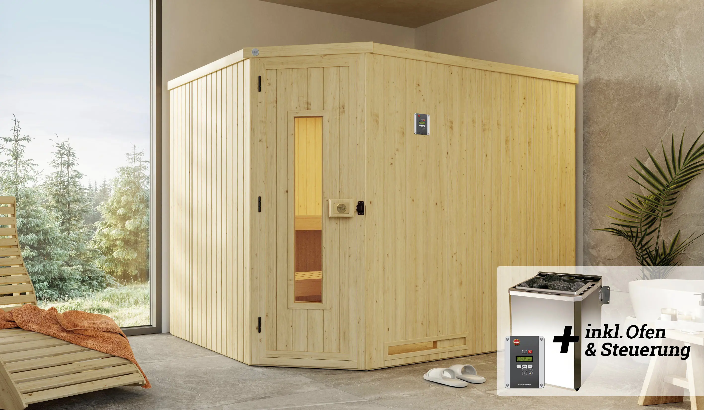 Weka Elementsauna Varberg Gr. 4 Sparset 7,5 kW BioS