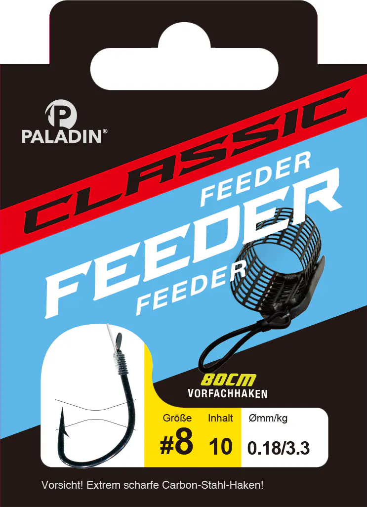 Paladin Feederhaken Größe 8 - 80 cm 10 Stück 