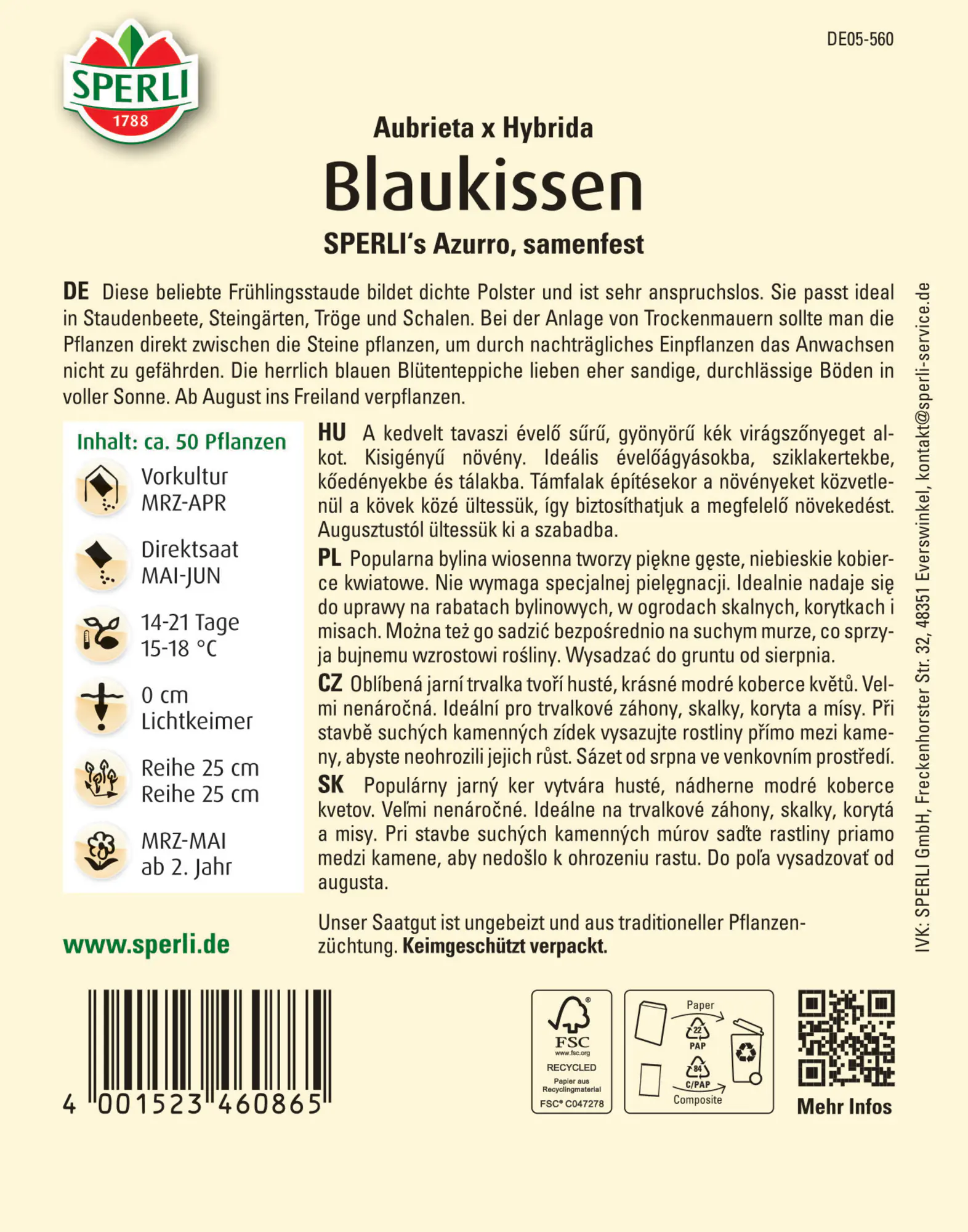 Sperli Blaukissen SPERLI's Azurro