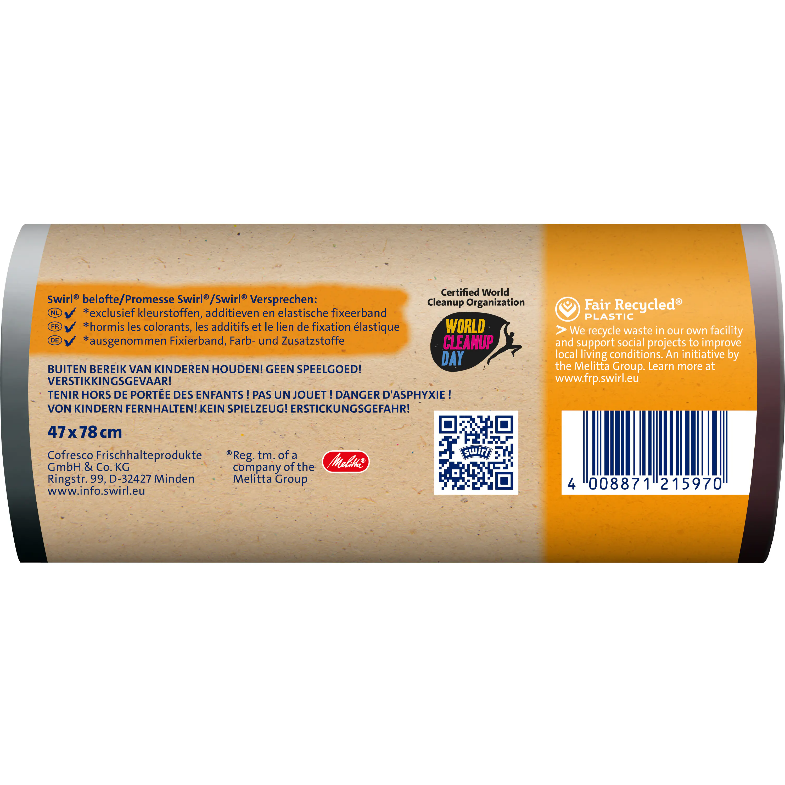 Swirl® Fixierband-Müllbeutel XL 30 L Reißfest & Dicht