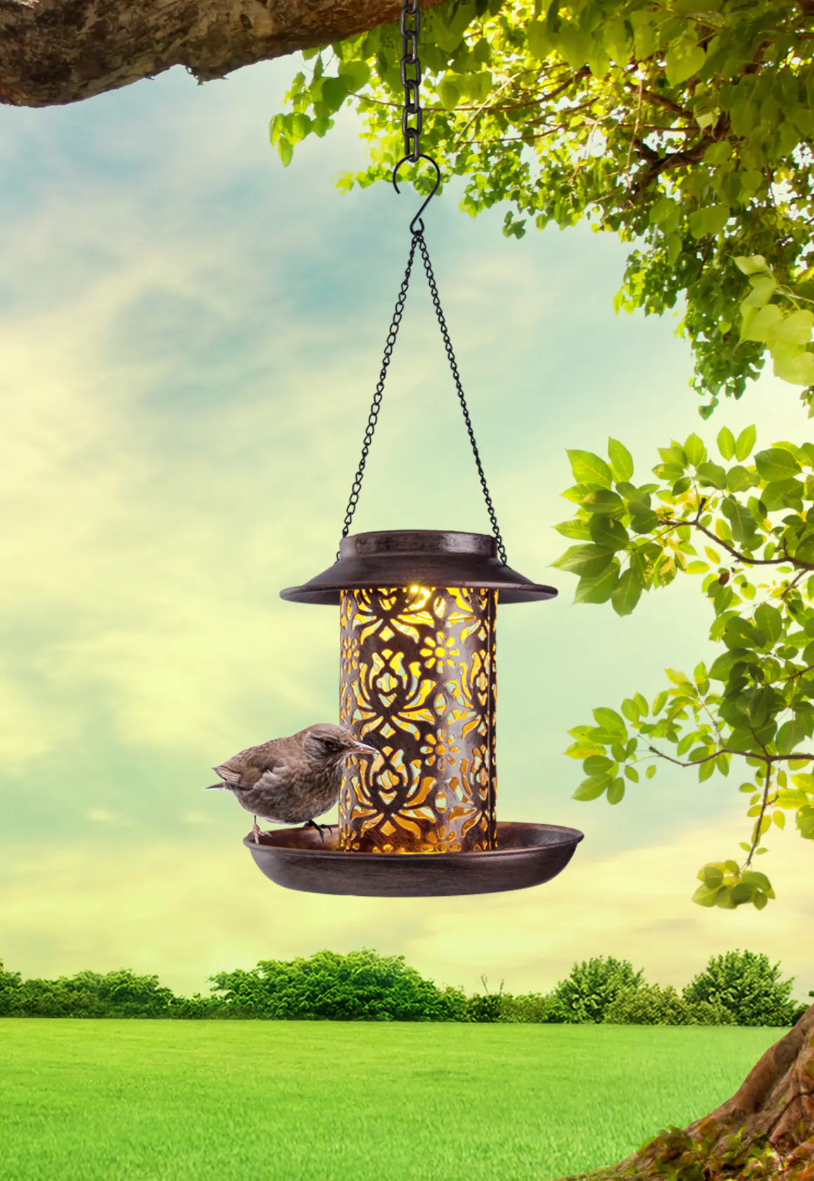 Näve Solar-Gartenleuchte LED mit Aufhängung Helga 41 cm alt-messing