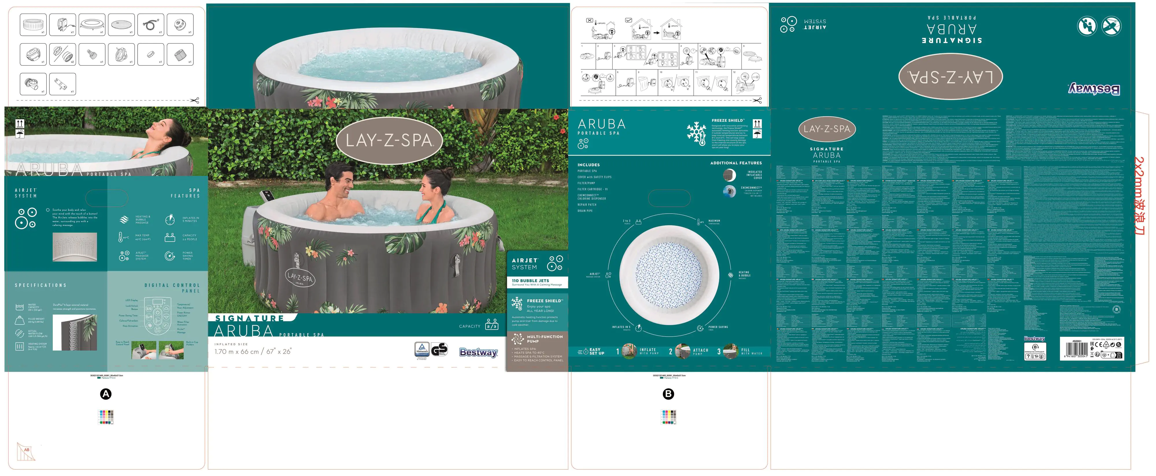 Bestway Whirlpool LAY-Z-SPA Aruba AirJet rund 170 x 66 cm  Bestway Whirlpool LAY-Z-SPA Aruba AirJet rund 170 x 66 cm