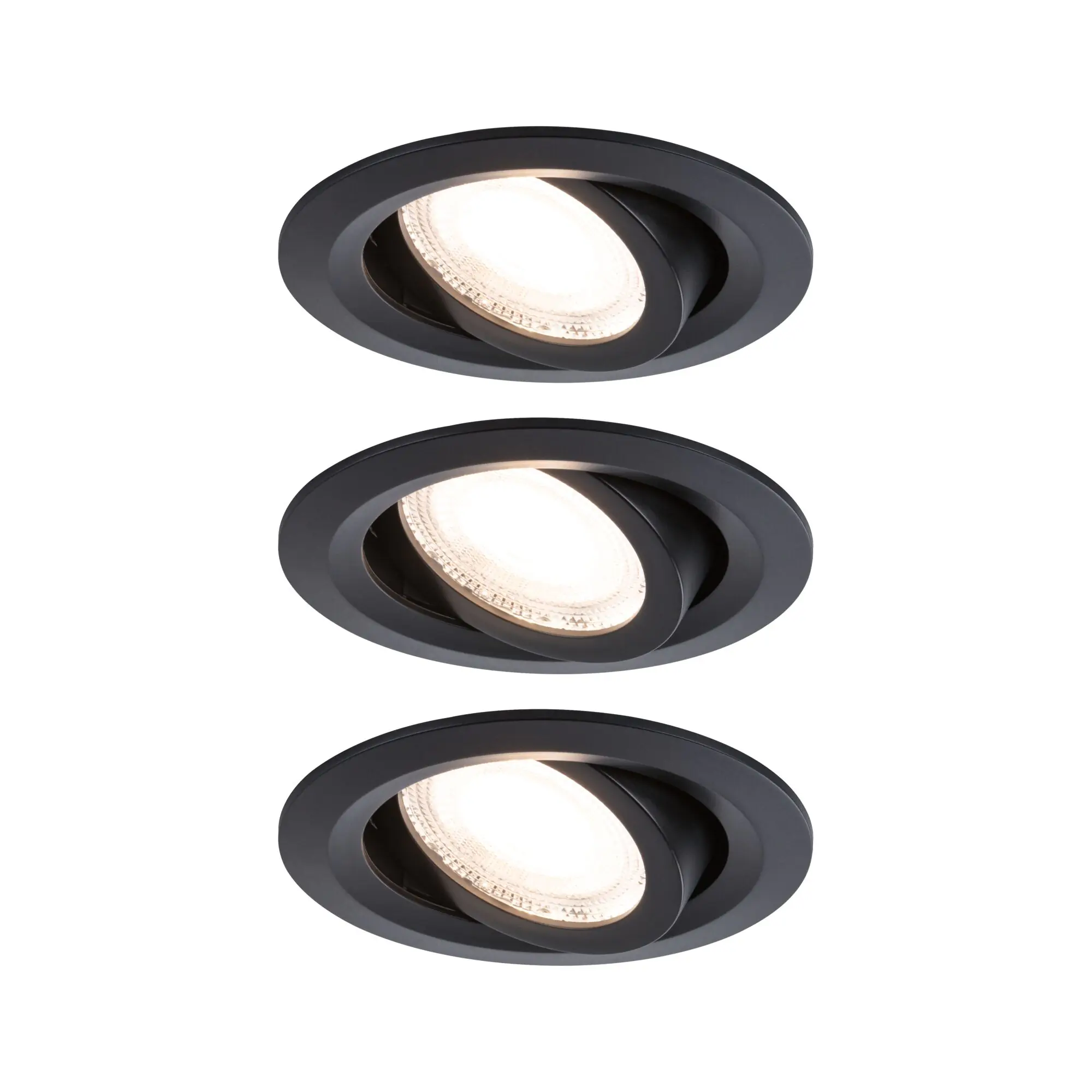 Paulmann LED-Einbauleuchte Fixed 3er Set 585 lm Ø 8,2 cm warmweiß schwarz