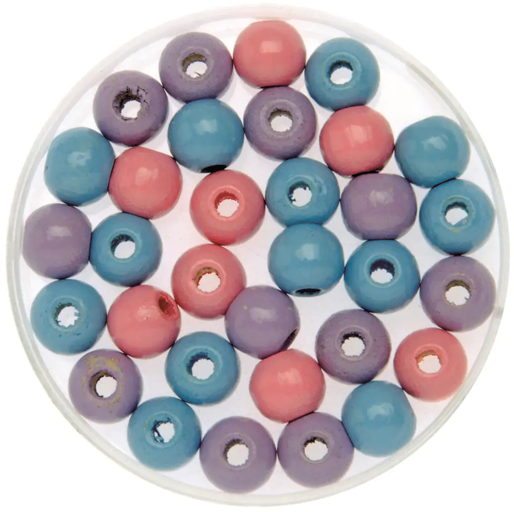 Glorex Holzperle rosa / flieder / blau 8 mm