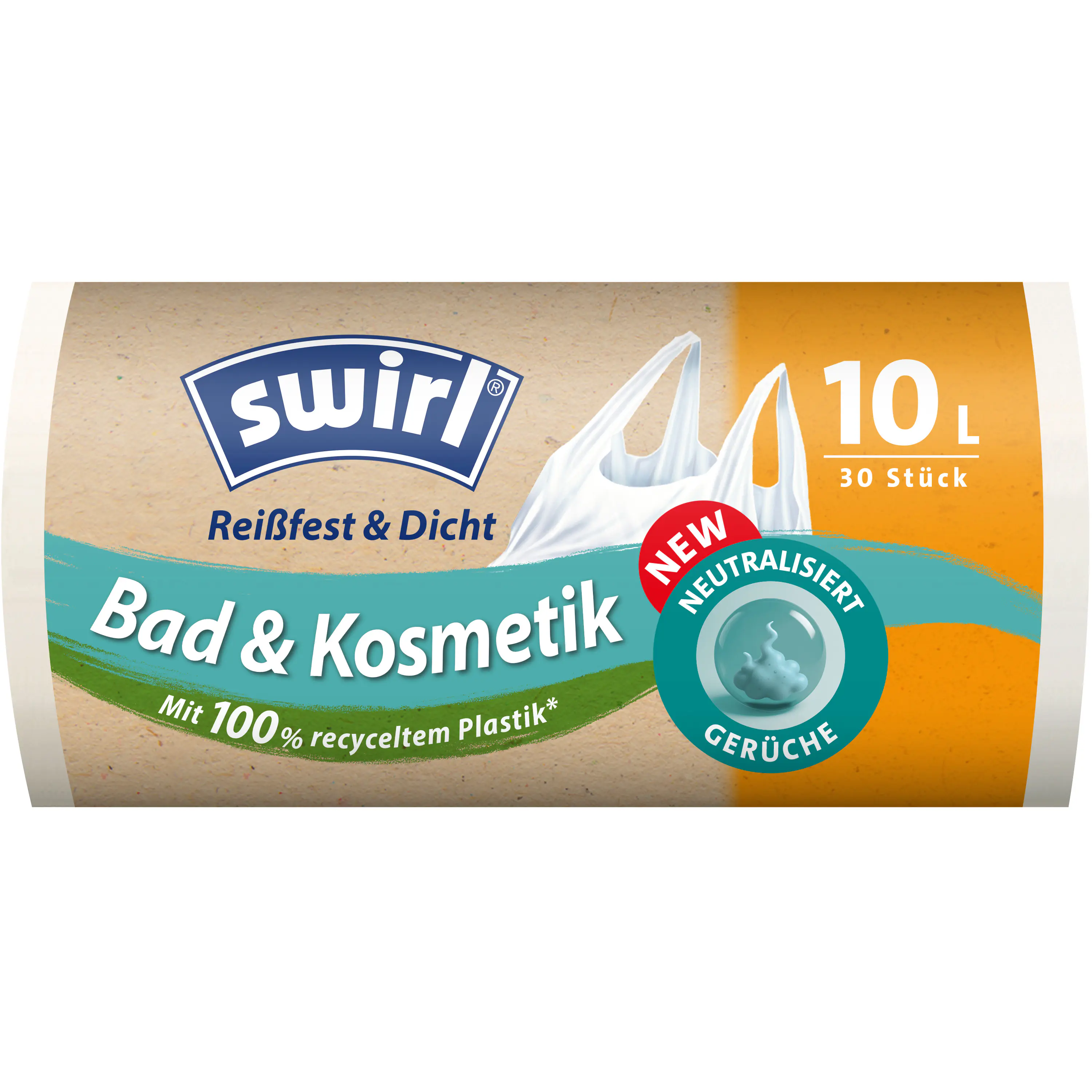 Swirl® 10 l Tragegriff-Müllbeutel Bad & Kosmetik Reißfest & Dicht