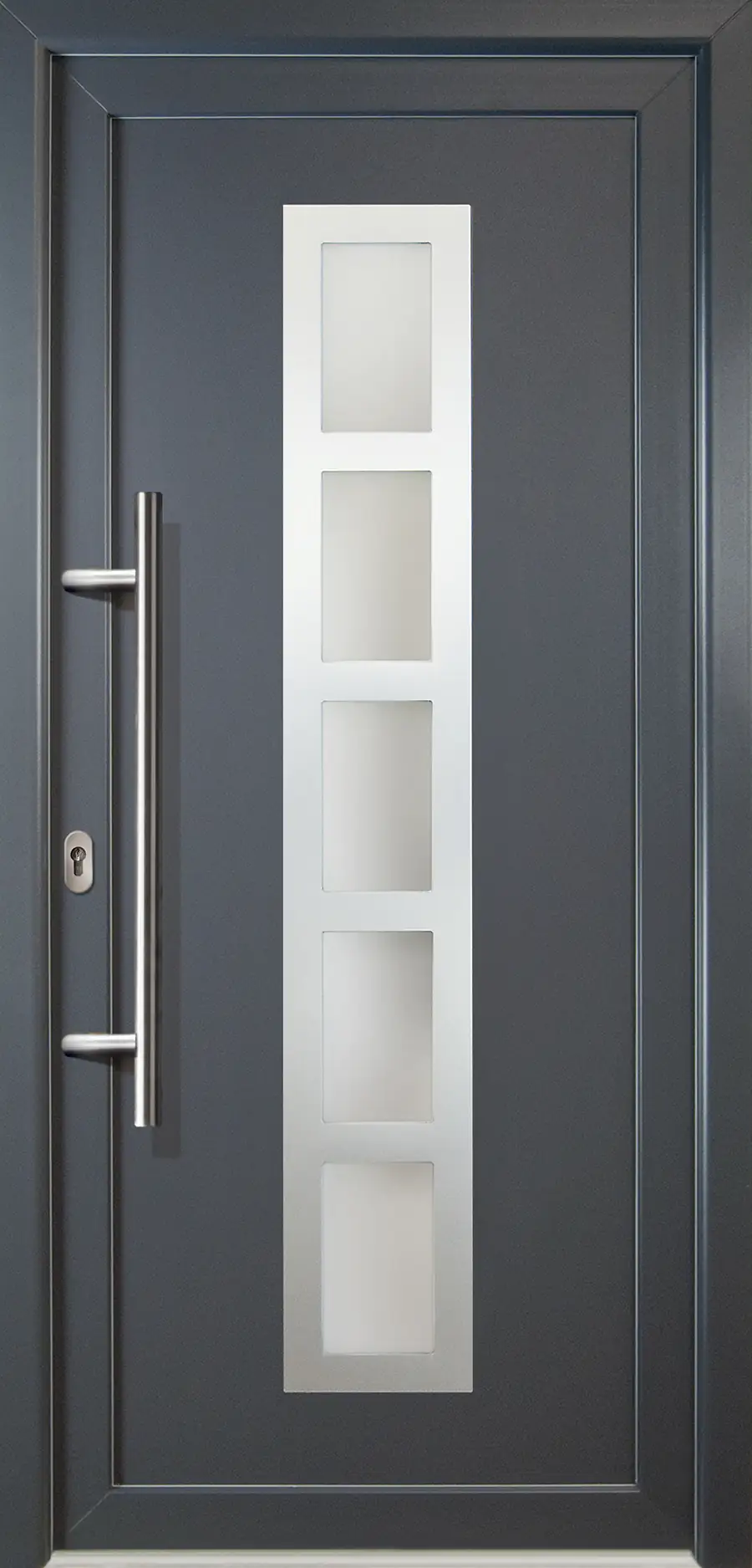 4060691041337 Meeth Haustür Signum PVC Exclusiv PVC Modell 51 88 x 200 cm, DIN links, weiß/titan