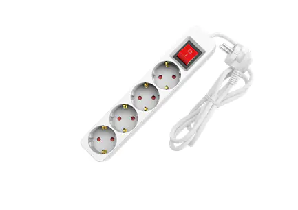 Sunlit Tischsteckdose 4-fach 2 Meter mit Schalter weiß