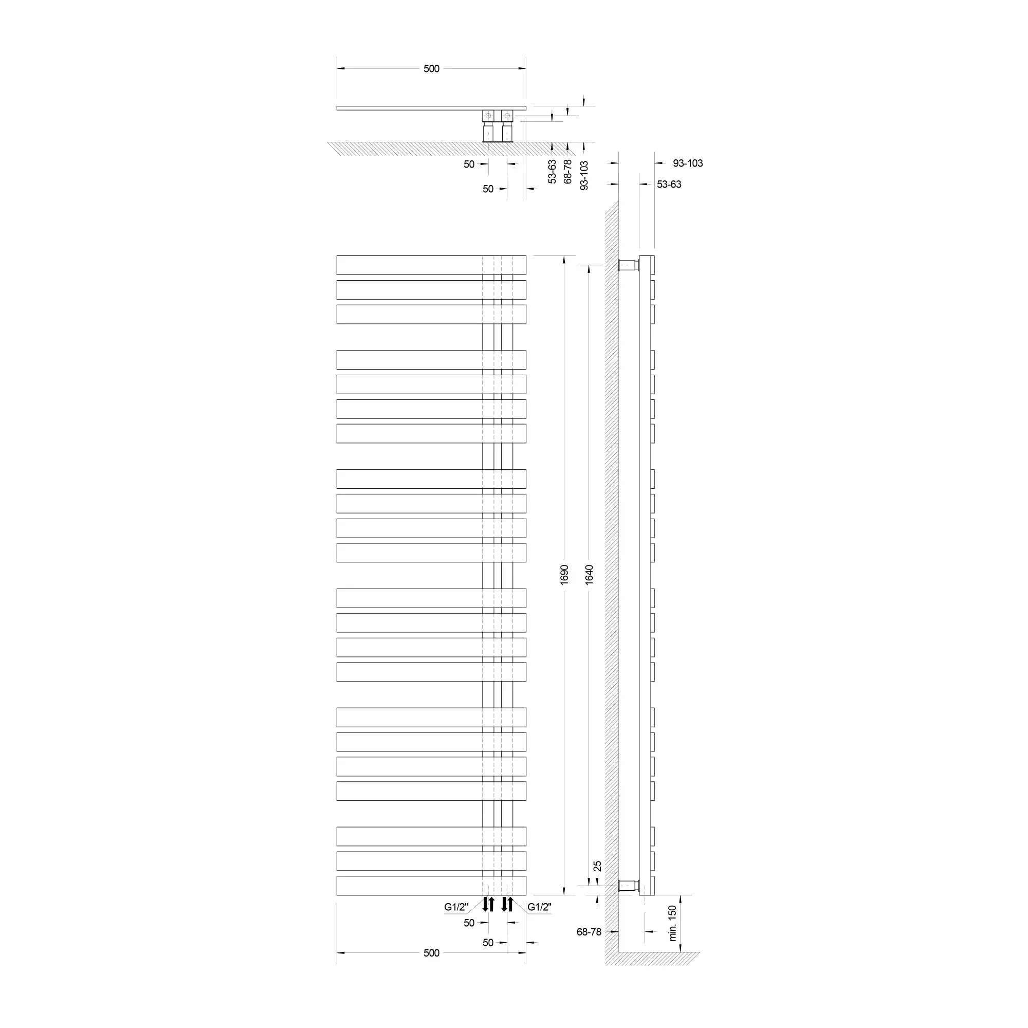 Schulte Design-Heizkörper Breda 169 x 50 cm alpinweiß 718 W