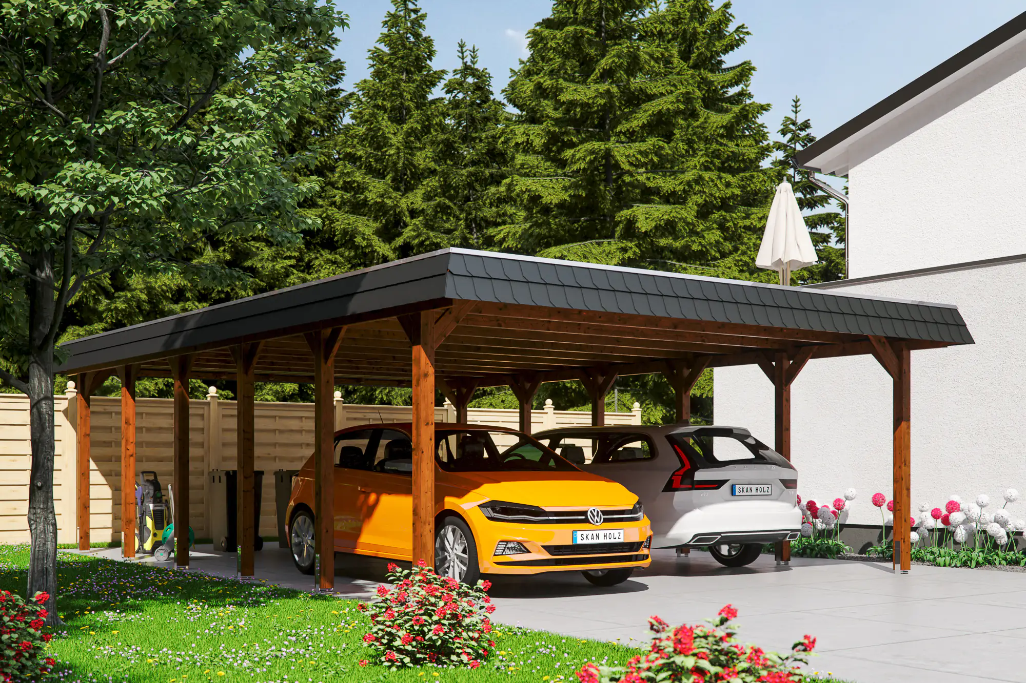SKAN HOLZ Carport Spreewald 585 x 893 cm mit Aluminiumdach