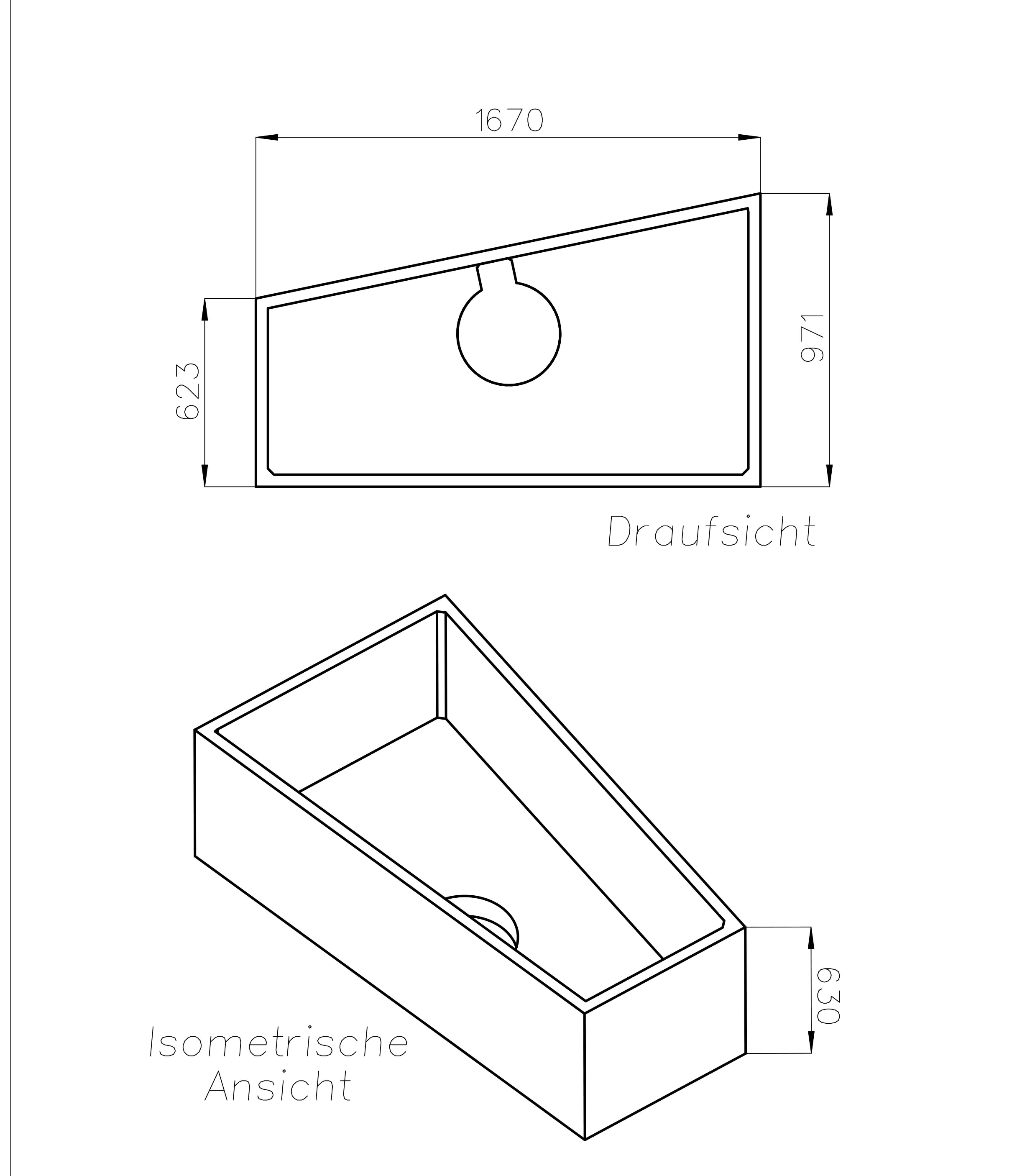 Ottofond Wannenträger Galia I 1670 x 623 mm