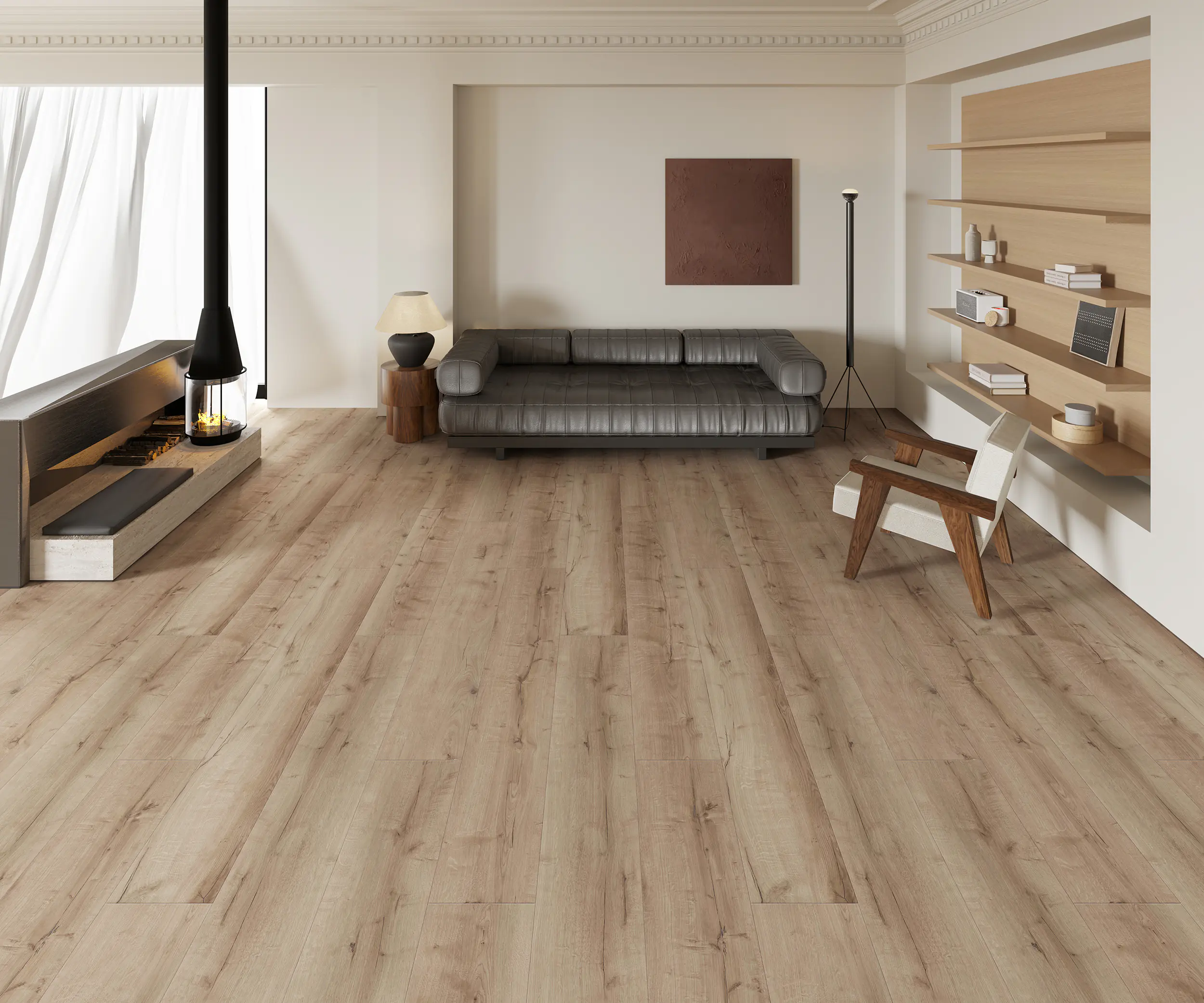 Decoflooring Vinylboden mit Trittschalldämmung  Landhausdiele Eiche Plaza